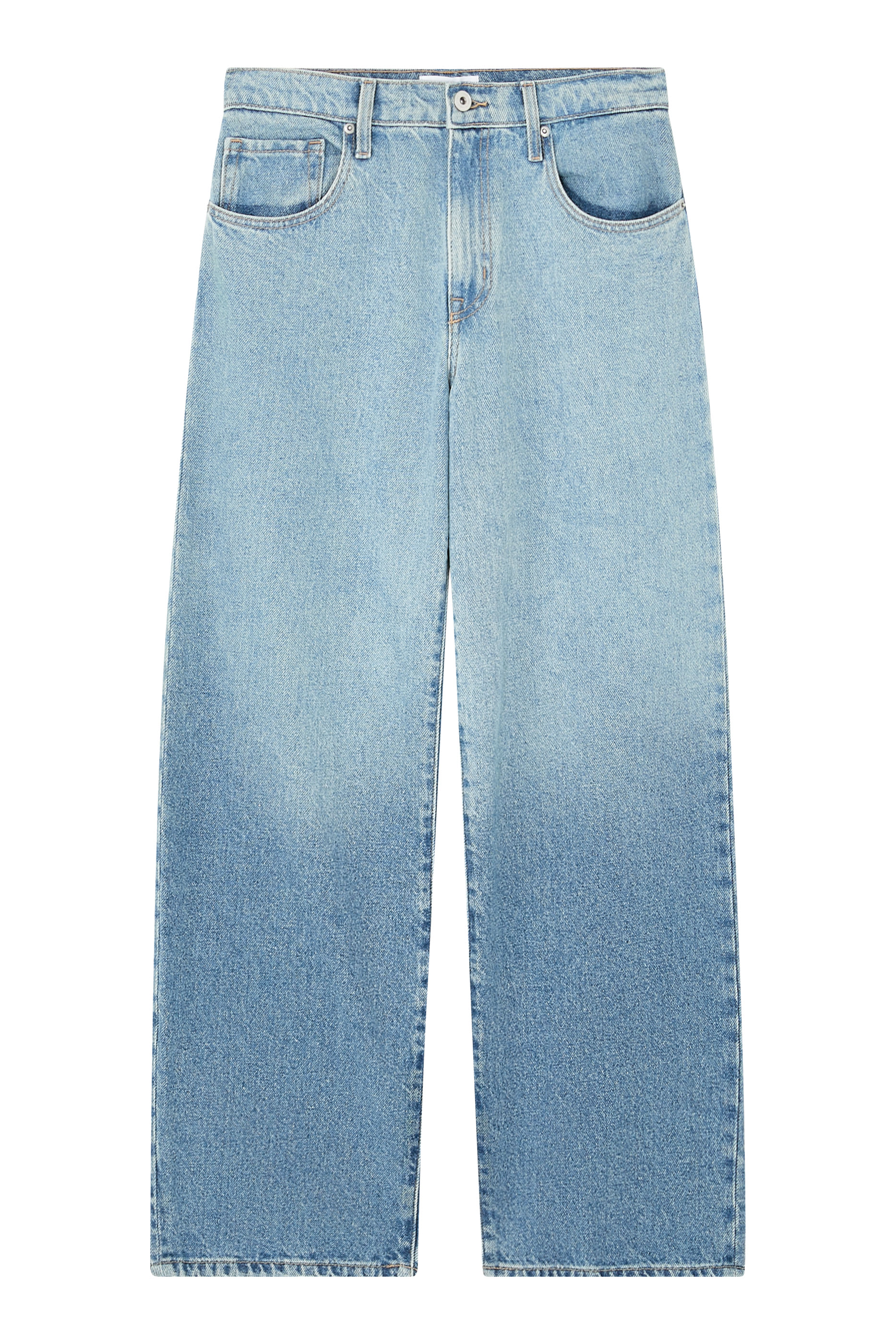 بنطال جينز أفريل بقصة ساق واسعة بخصر متوسط الارتفاع