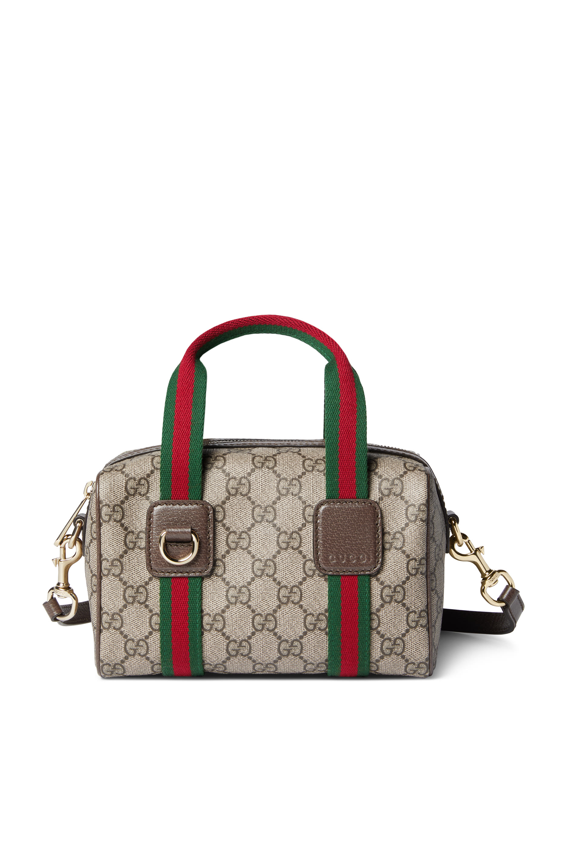 حقيبة يد صغيرة مزينة بشعار الماركة