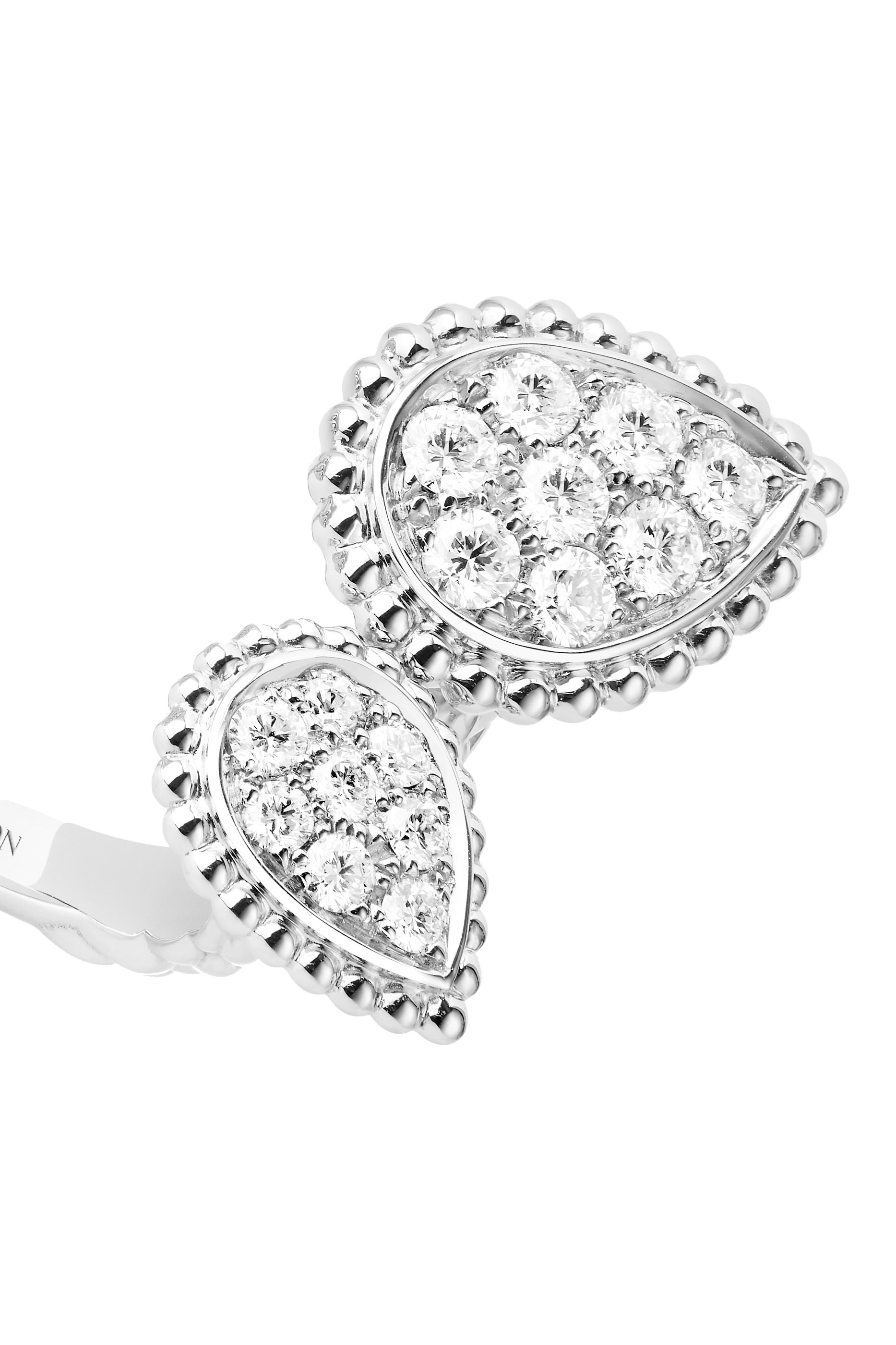 خاتم سيربنت بوهيم مرصع بالماس وحجر أكوابرايز ذهب أبيض عيار 18