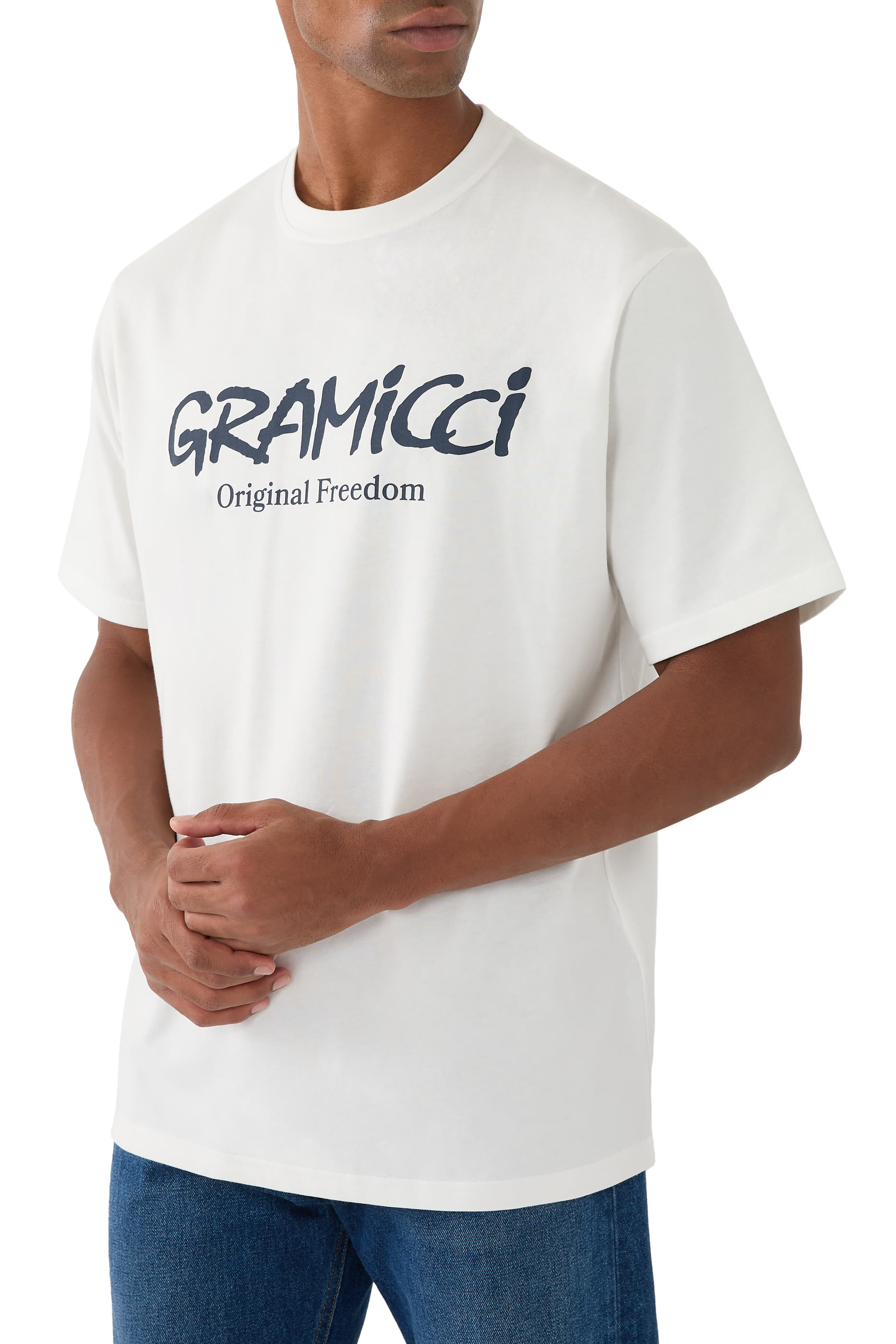 تيشيرت بطبعة شعار الماركة وعبارة اوريجينال فريدوم