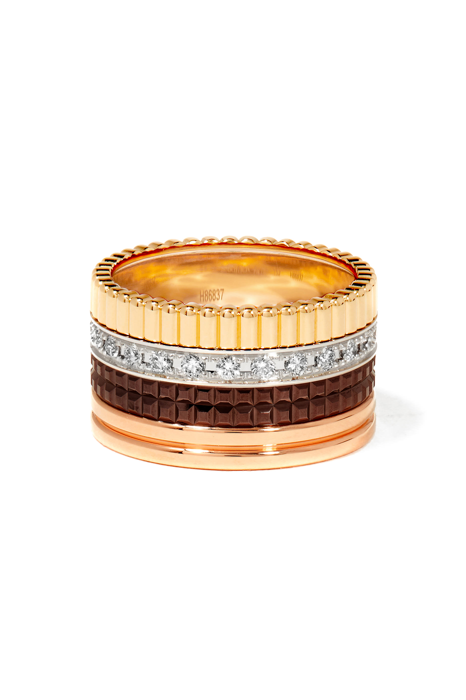 خاتم كارتر كلاسيك عريض مرصع بالماس ذهب مختلط عيار 18