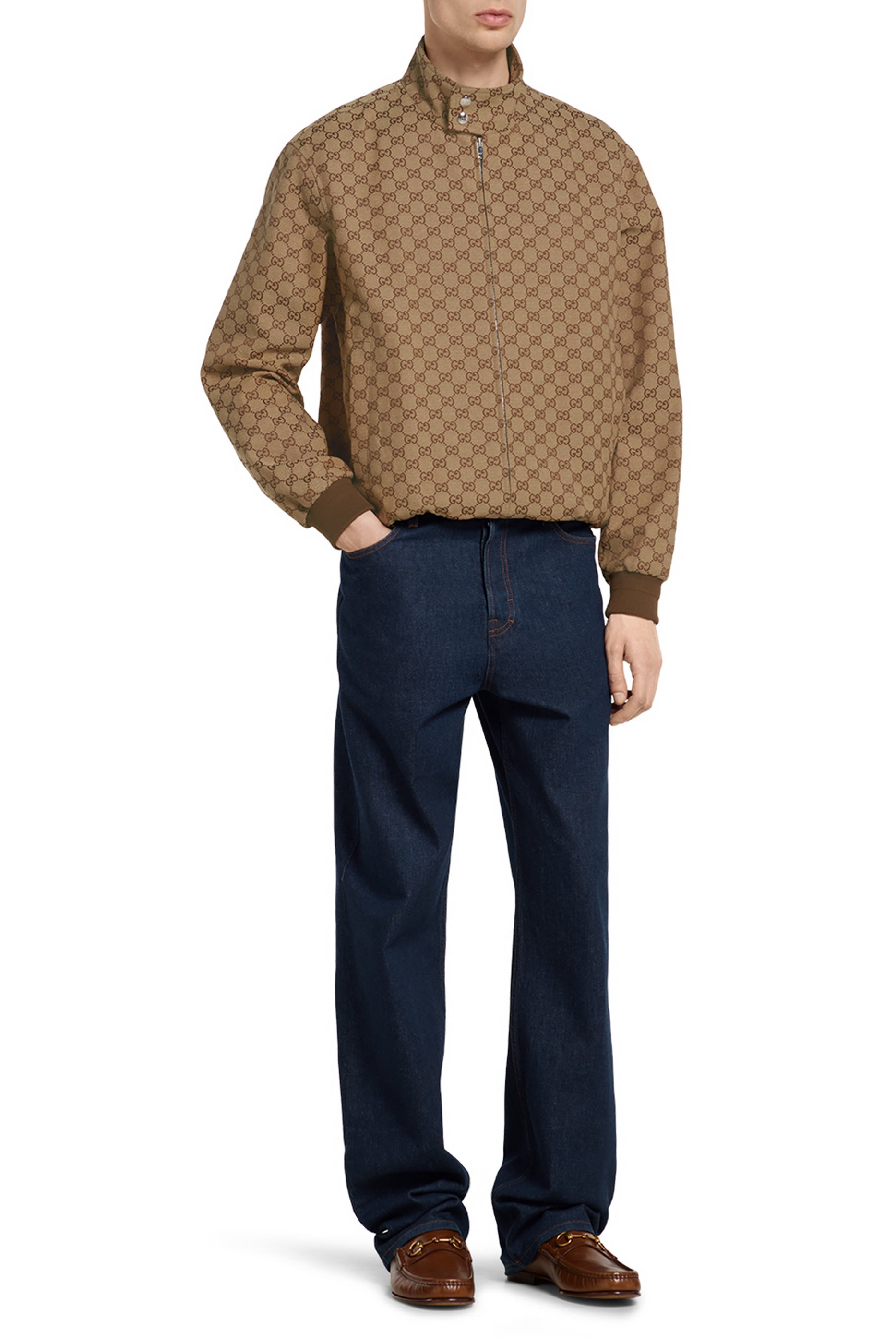 جاكيت بومبر بنقشة حرفي شعار الماركة قماش قنب