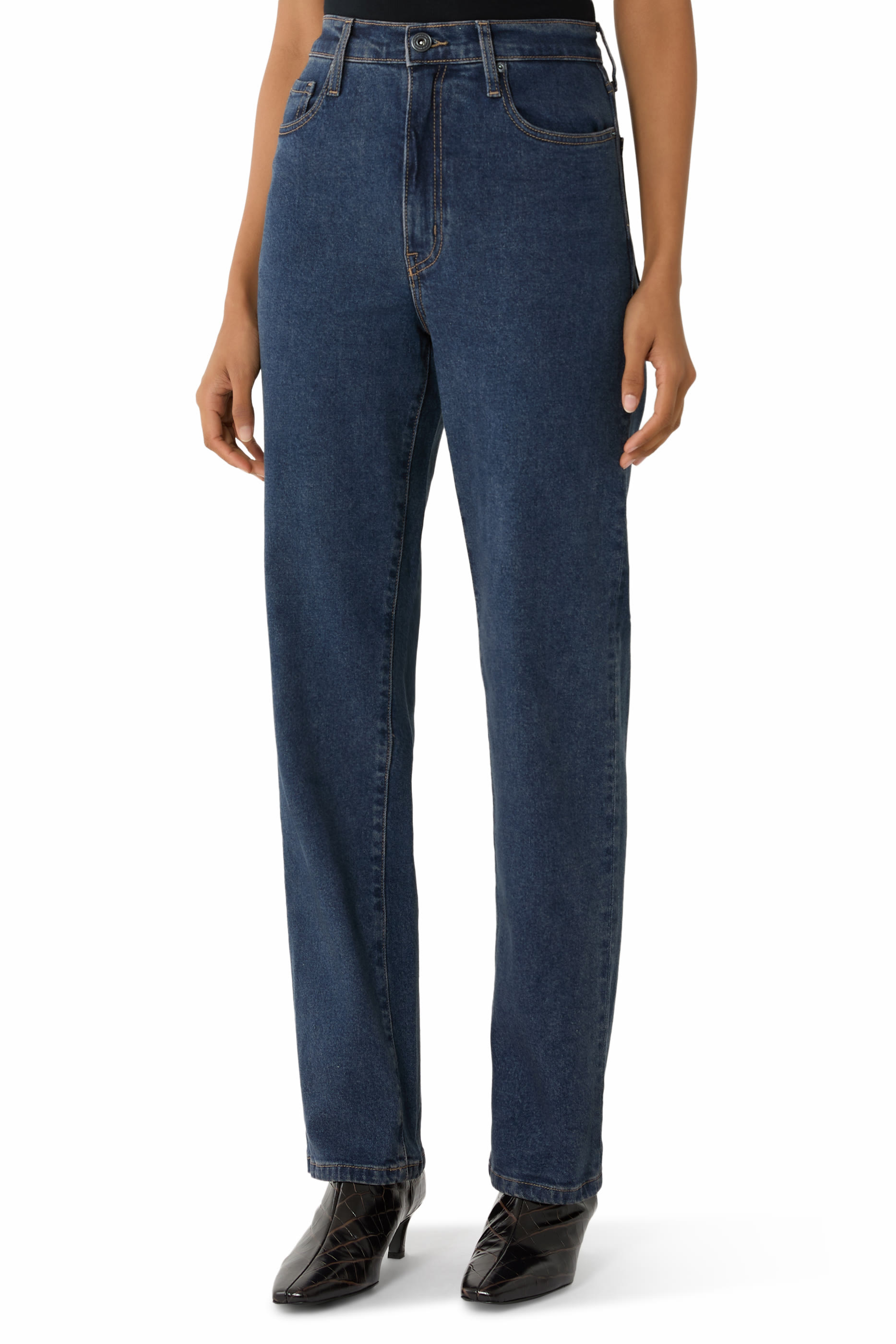  بنطال جينز زوي بقصة مستقيمة وخصر مرتفع