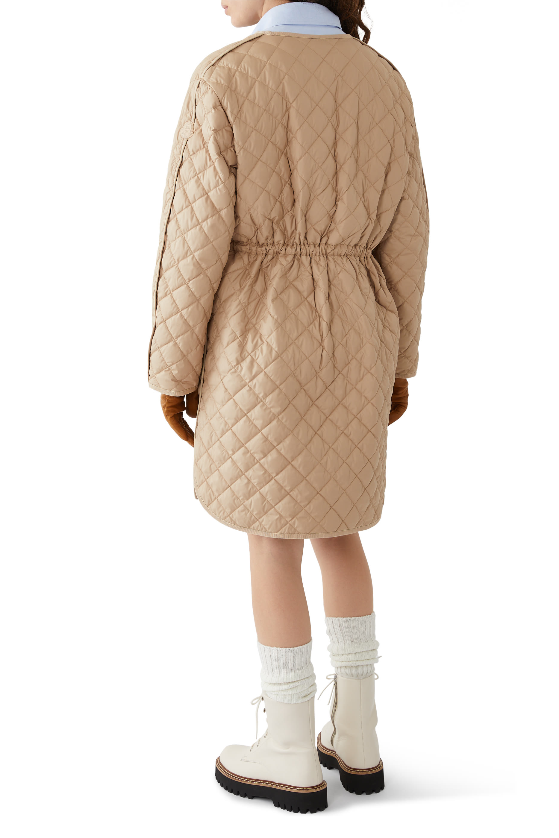 جاكيت إيتيلان مبطن طويل بتصميم ماس بغطاء للرأس