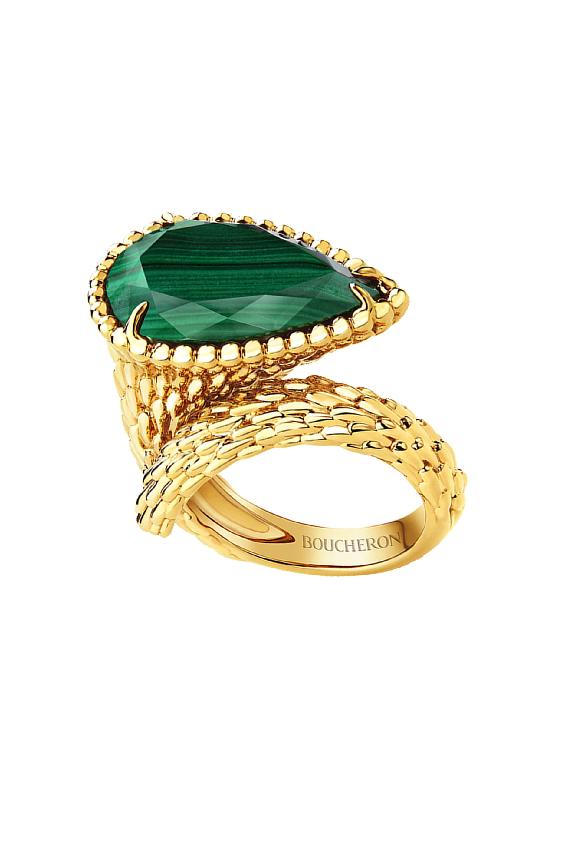 خاتم سيربنت بوهيم مرصع بحجر مالاكيت مقاس L