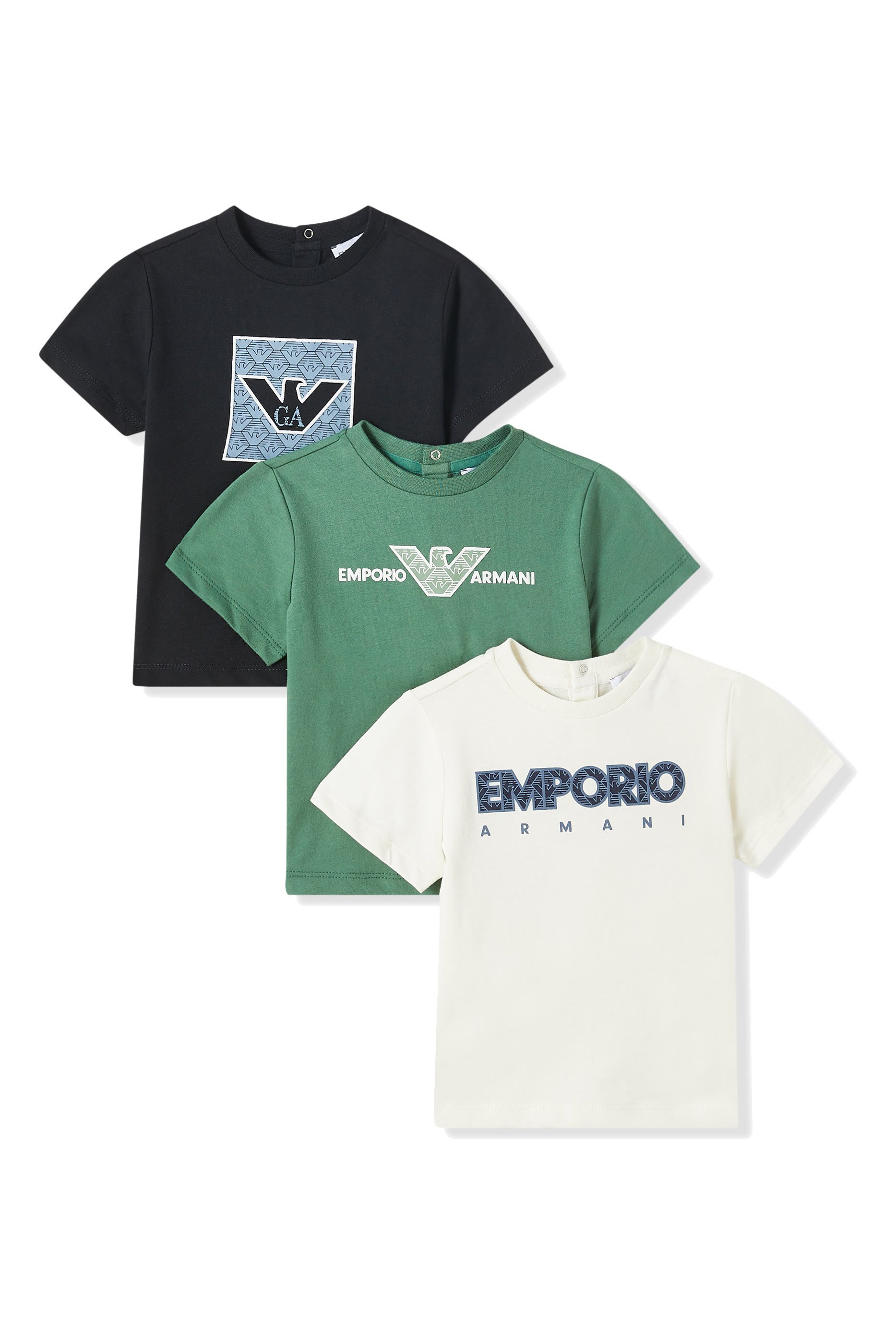 طقم تيشيرت بشعار الماركة للأطفال، ثلاث قطع