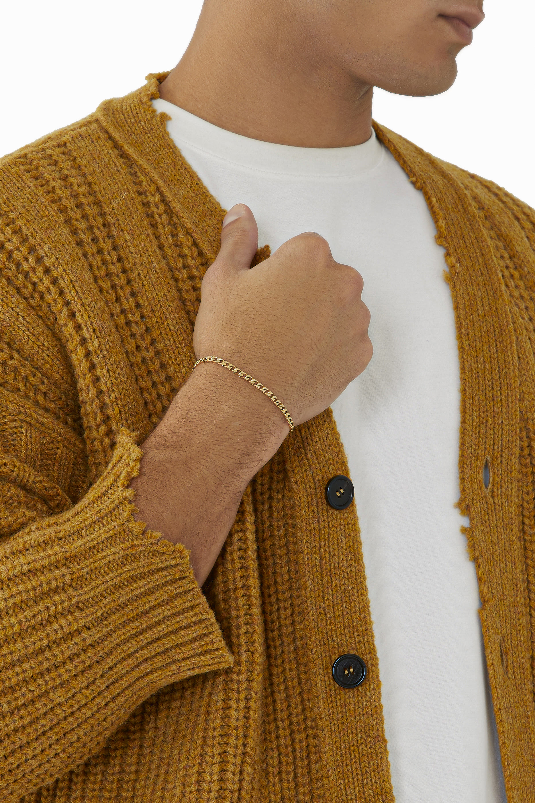 سوار بسلسلة كوبية 4 مم فضة إسترلينية مطلية بالذهب الأصفر عيار 14 قيراط