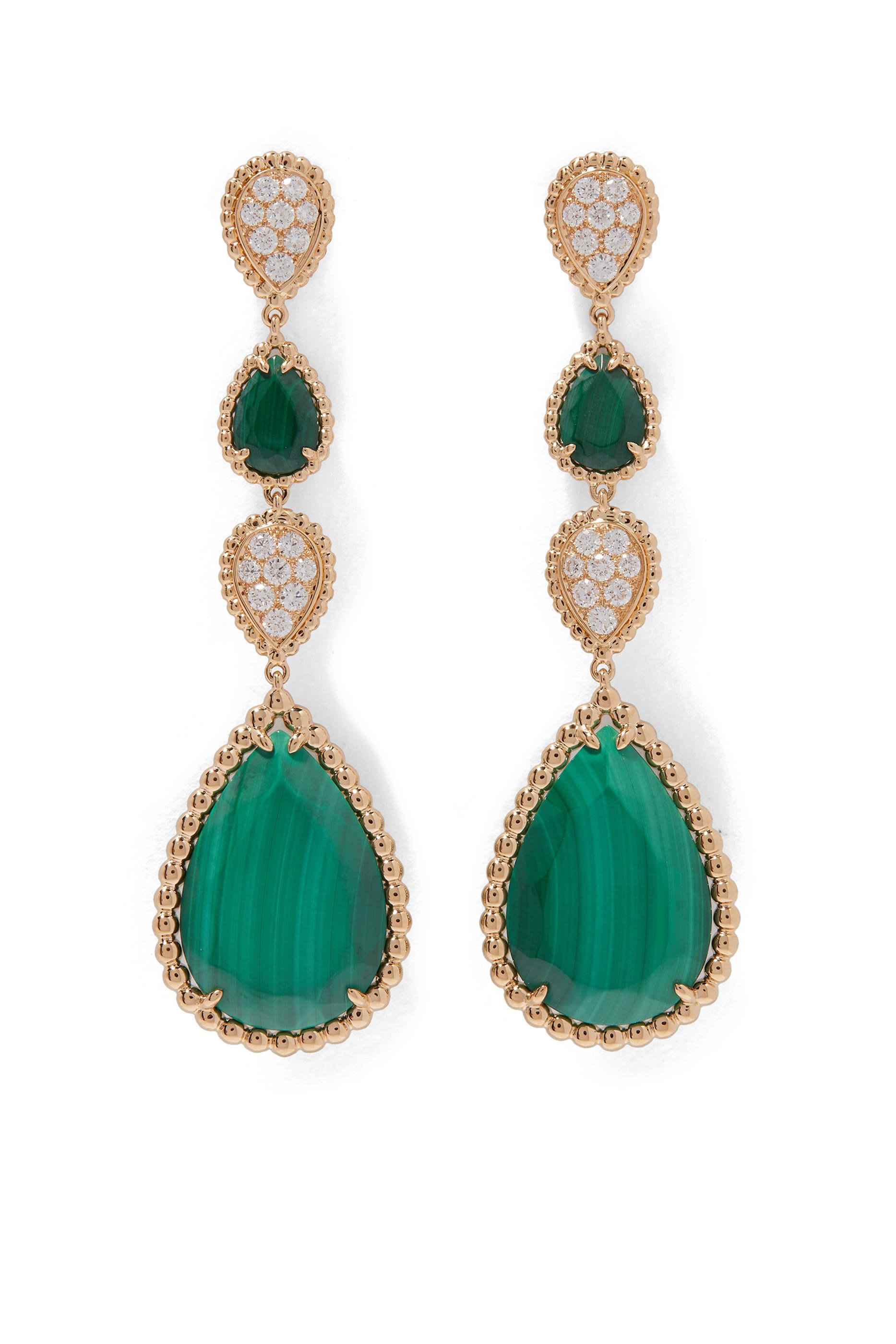 أقراط متدلية سيربنت بوهيم مرصعة بأحجار مالاكيت