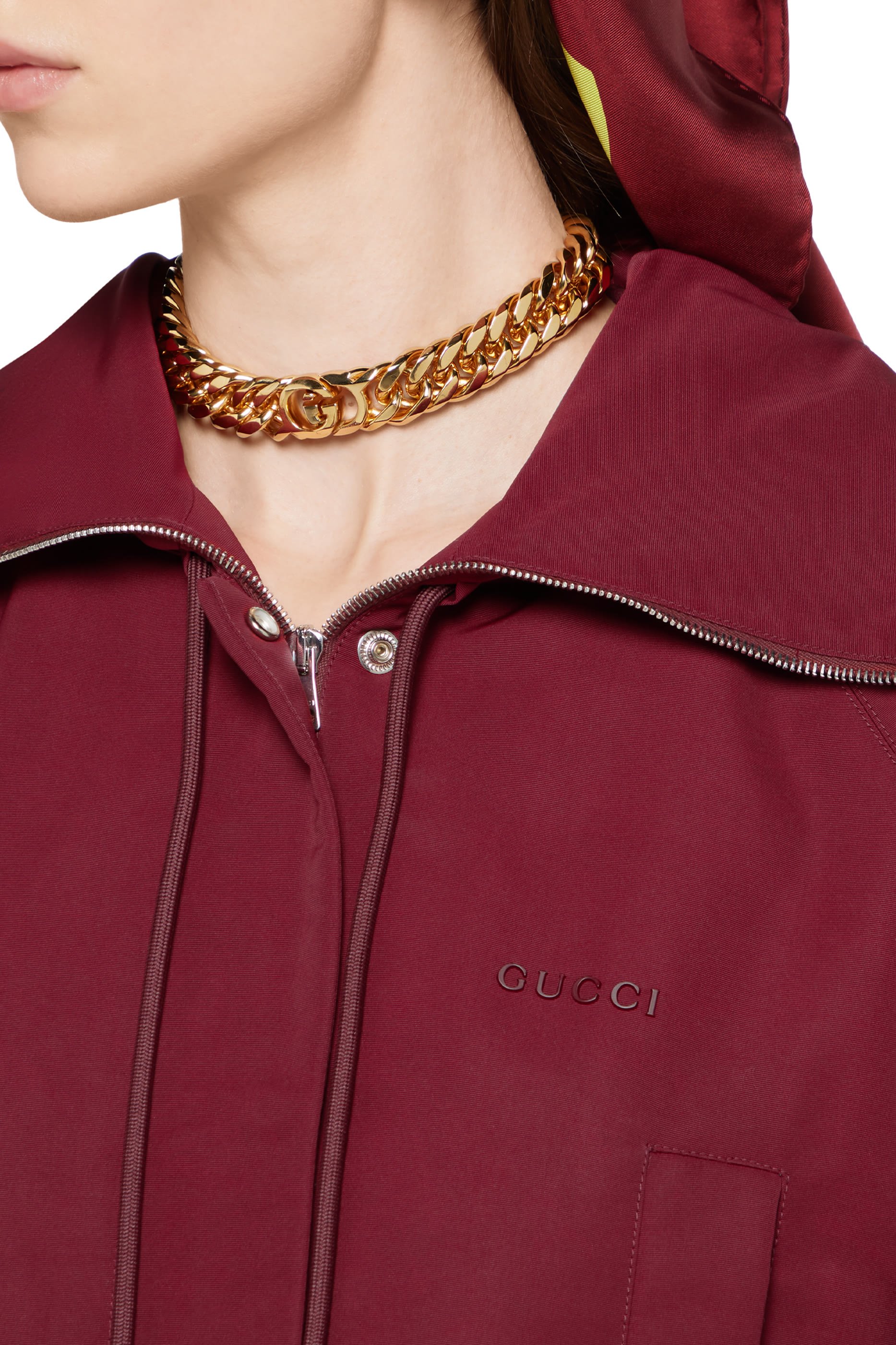 Hooded Fabric Jacket with Logo