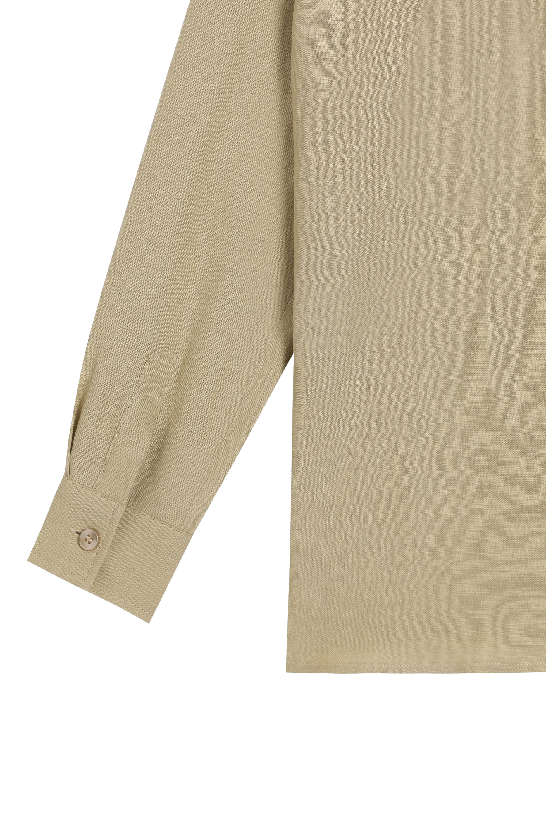 قميص بأكمام طويلة وتطريز شعار الماركة كتان للأطفال