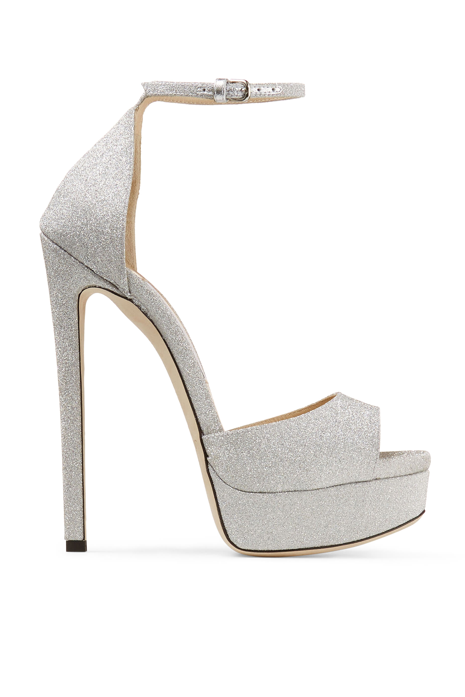 حذاء ماكس 150 بنعل سميك وكعب رفيع مزين بغليتر لامع