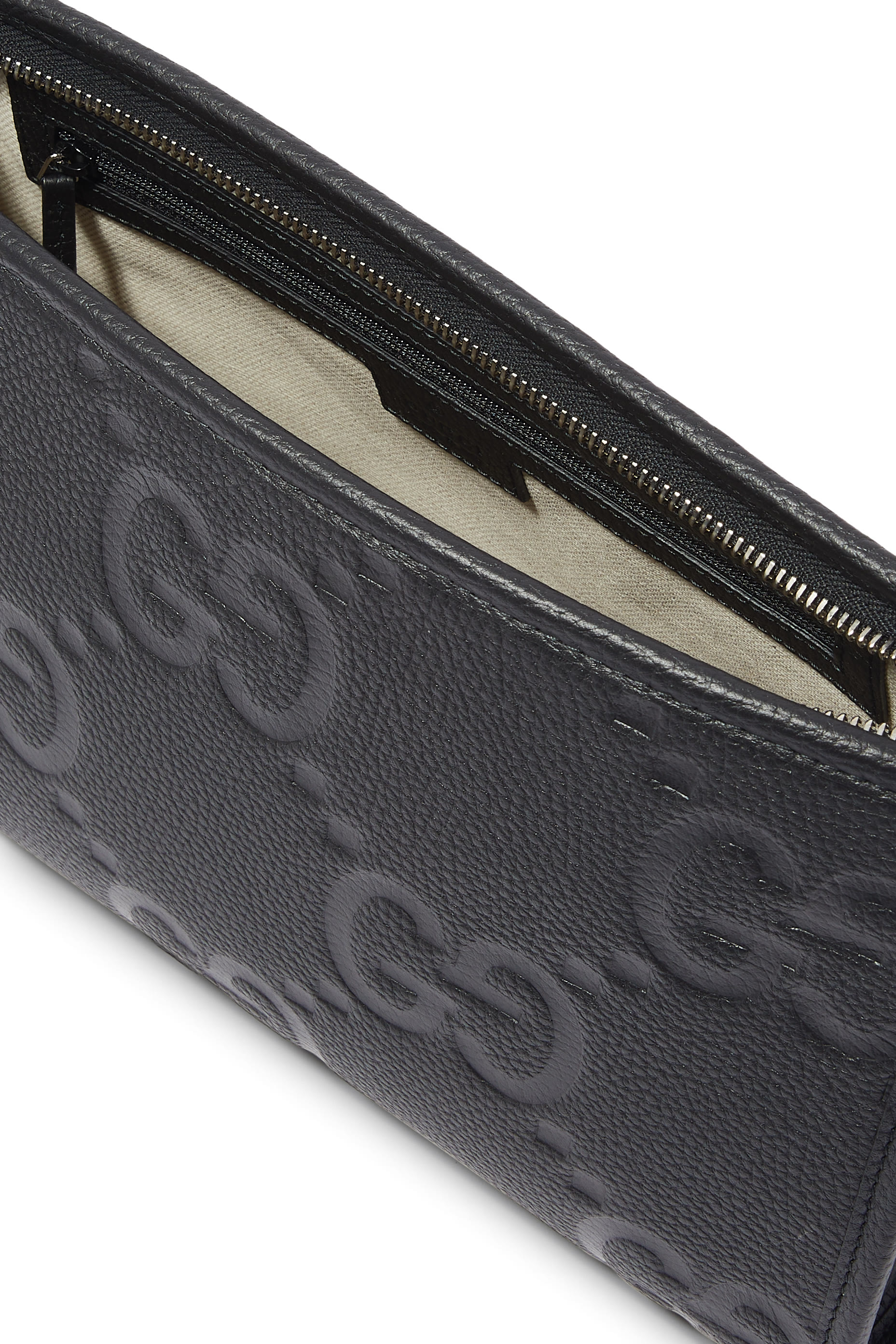 محفظة جلد بشعار حرفي الماركة بحجم كبير