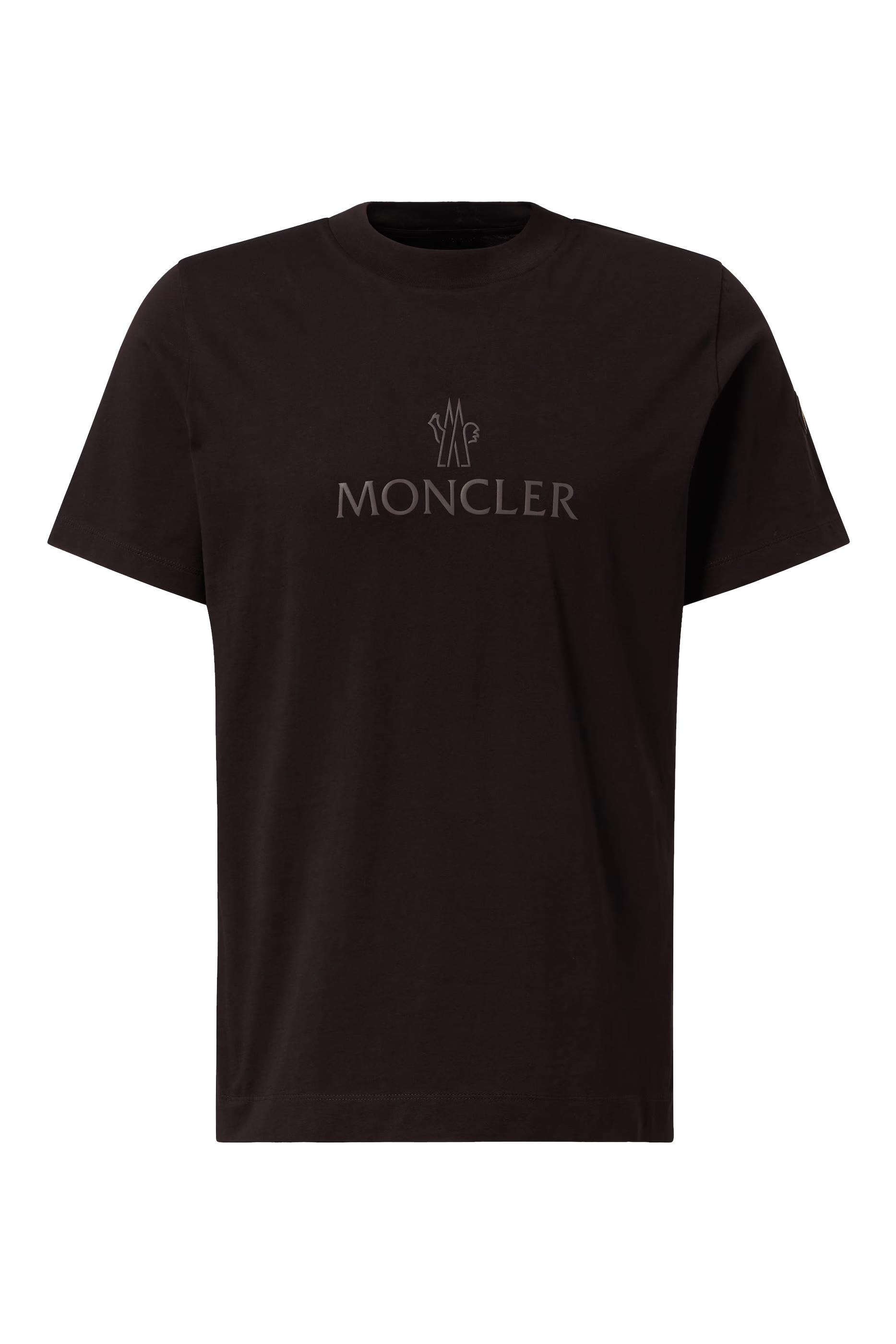 تيشيرت بياقة ضيقة ونقشة شعار الماركة