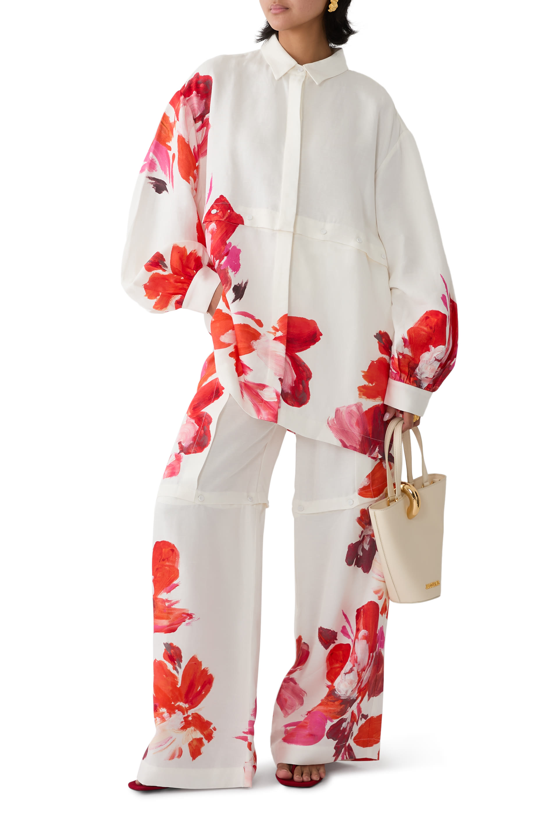 قميص بنقشة زهور كتان