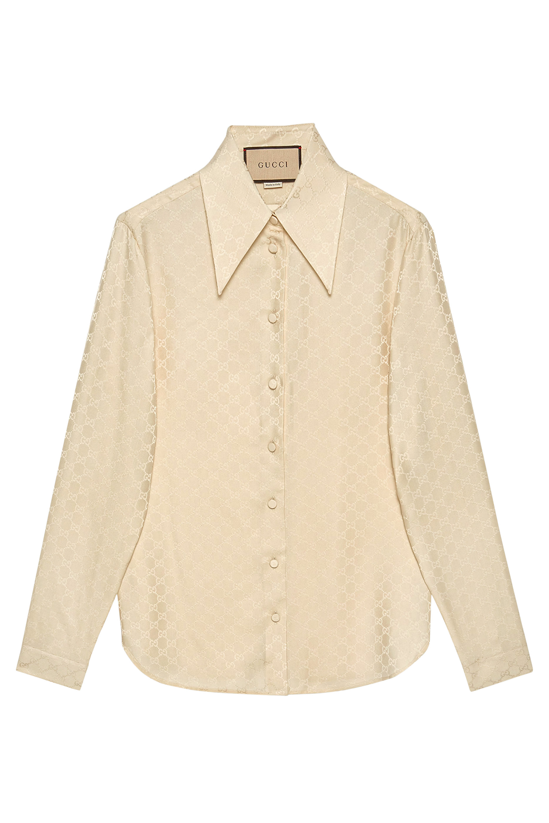 قميص حرير كريب بحرفي شعار الماركة