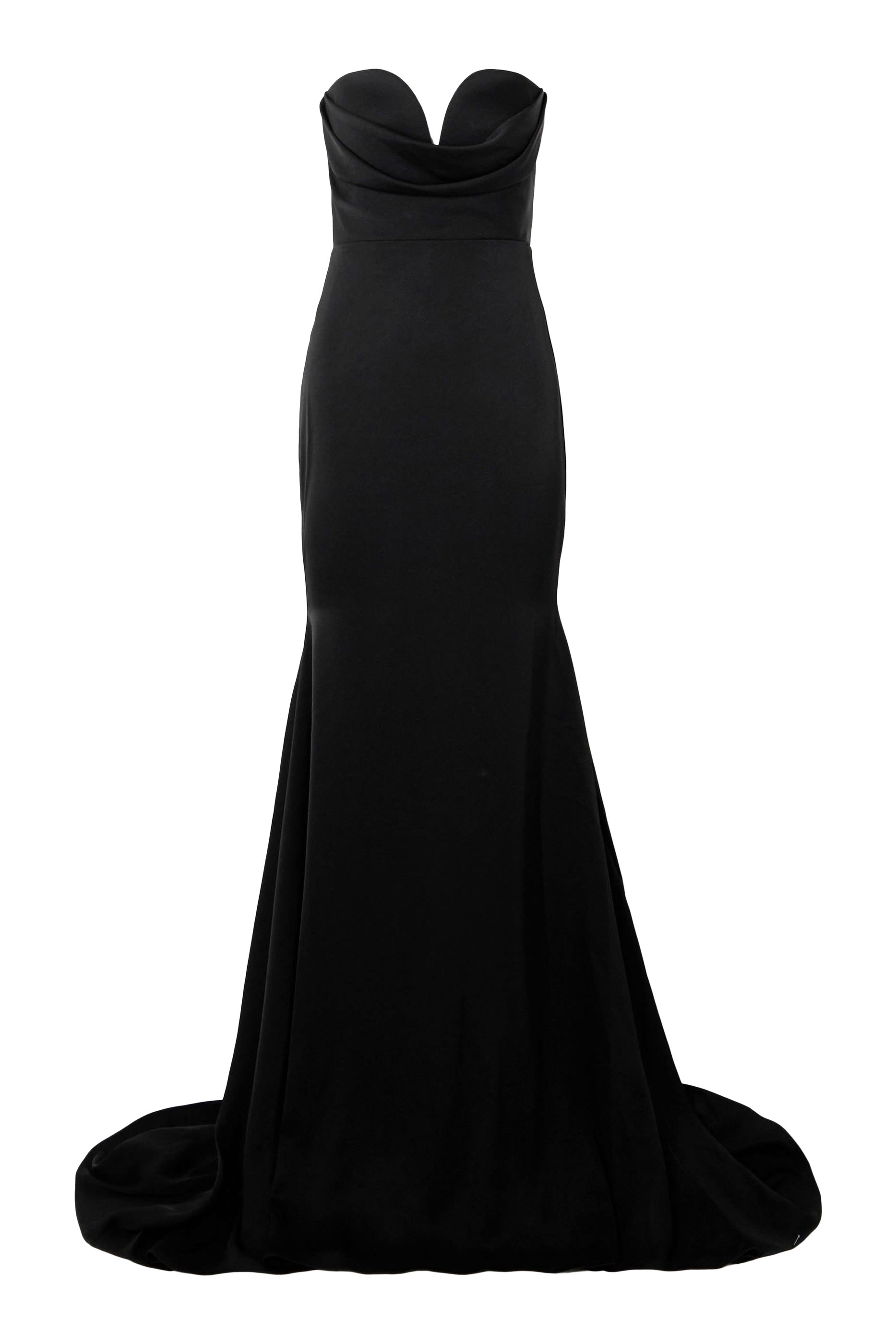 فستان سهرة بلاحمالات بياقة قلب