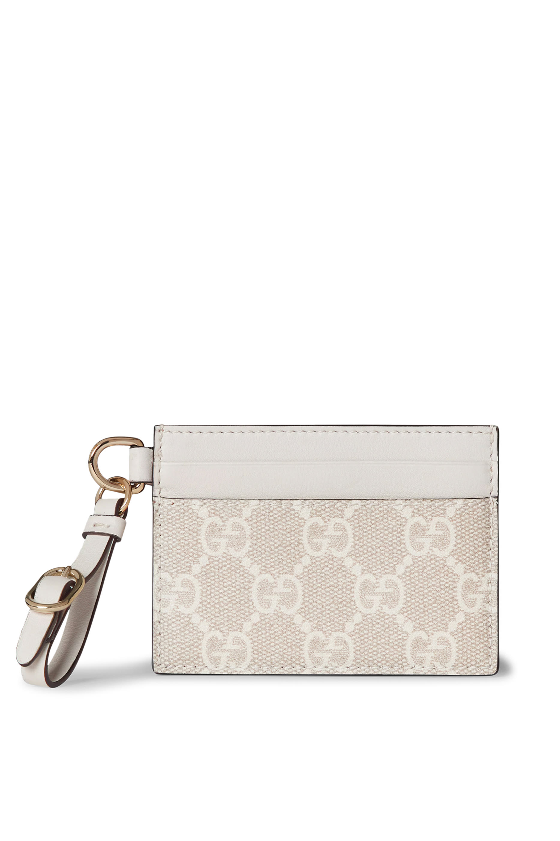 حافظة بطاقات بحمالة ونقشة حرفي شعار الماركة