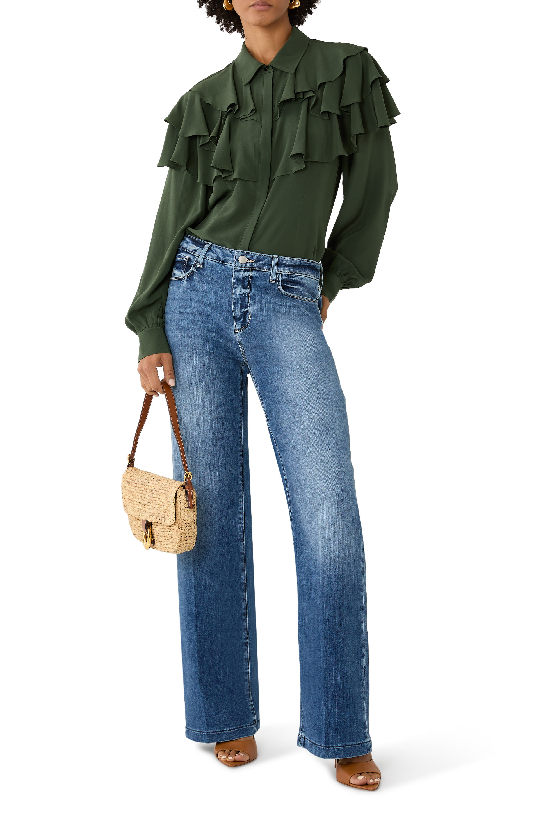 بلوزة ليليانا بأكمام طويلة حرير