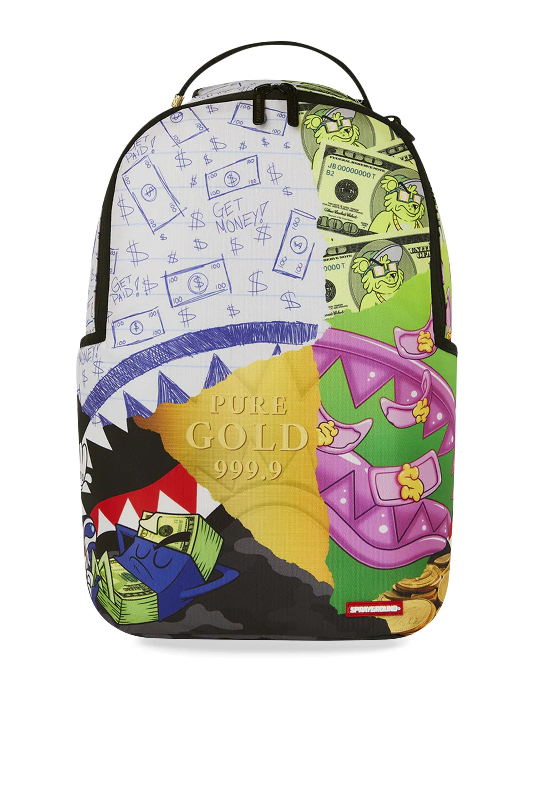 حقيبة ظهر بتصميم جامعي بطبعة عملات ورقية وشعار بيور غولد للأطفال