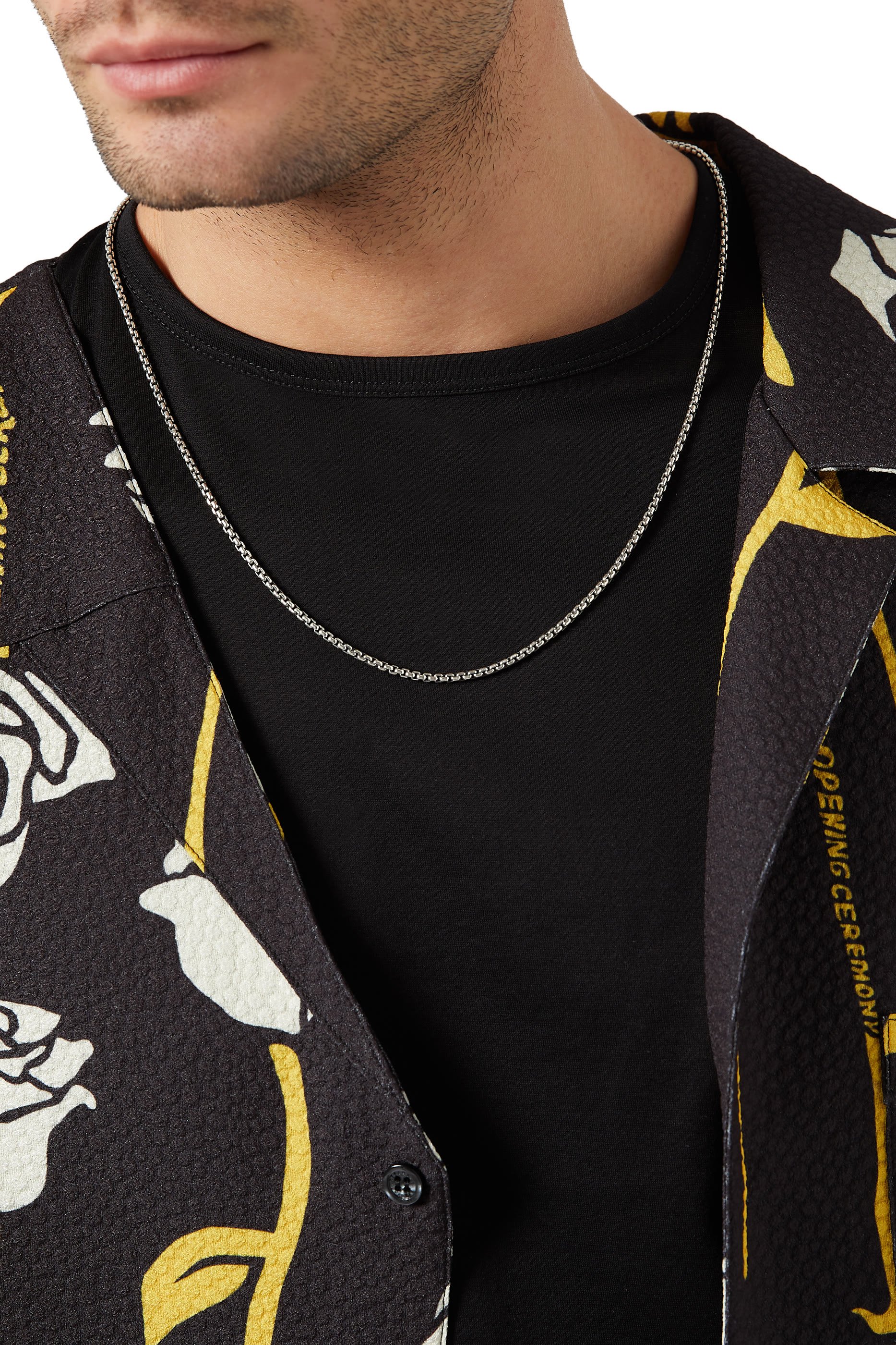 قلادة سلسلة بحلقات مربعة، فضة استرلينية