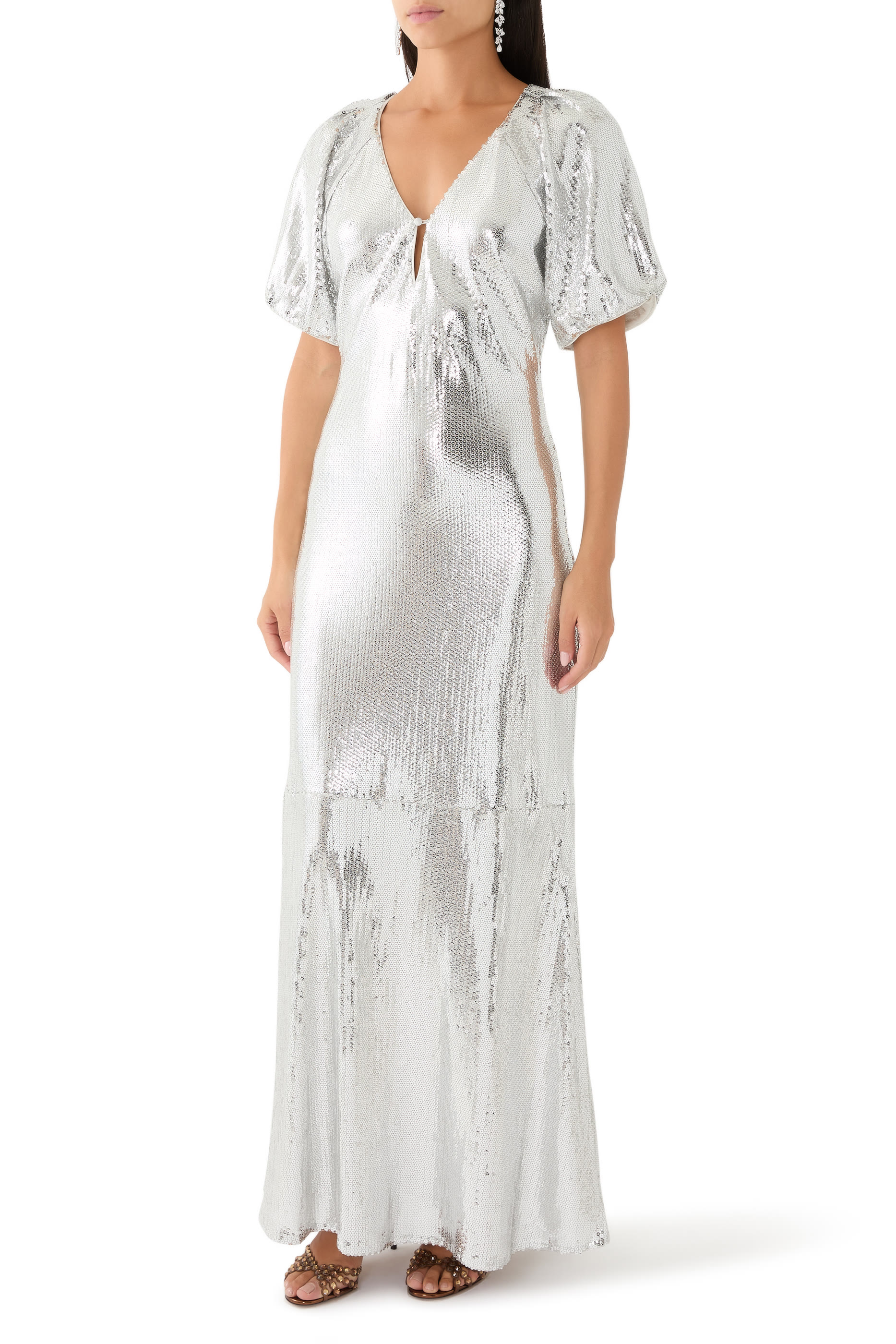 فستان متوسط الطول بترتر