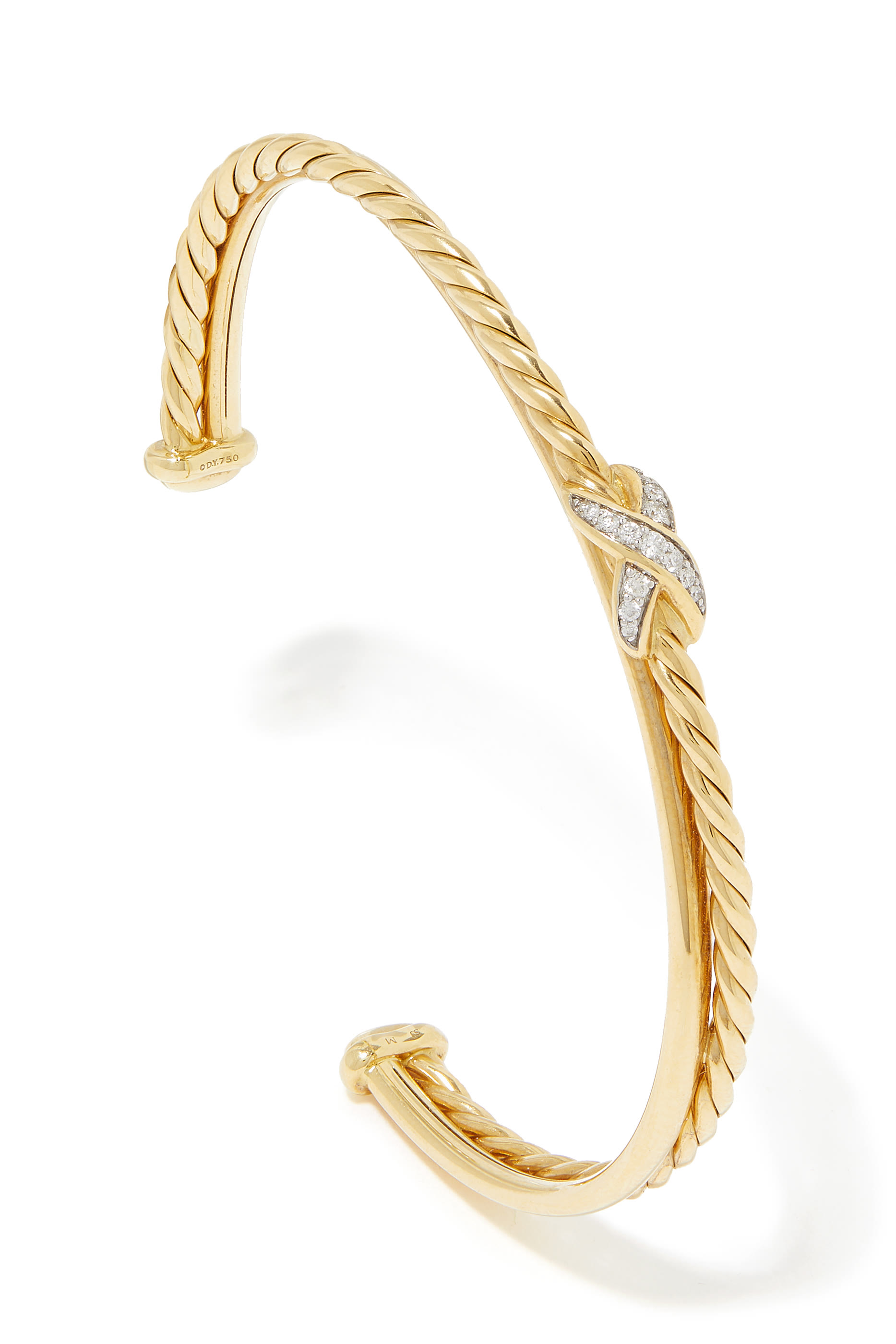 Petite X Station Bracelet, 18k Yellow Gold With Pav&eacute; Diamonds