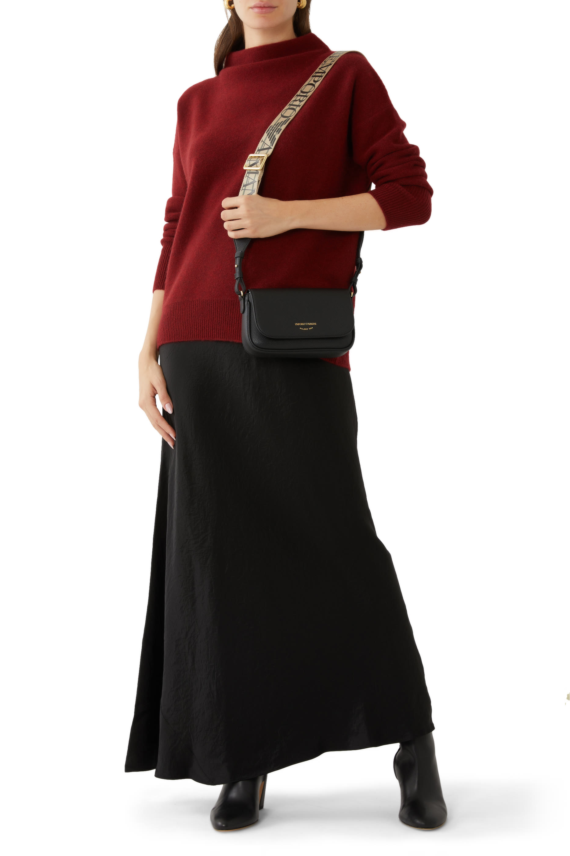 حقيبة كتف صغيرة بطبعة جلد غزال جلد صناعي