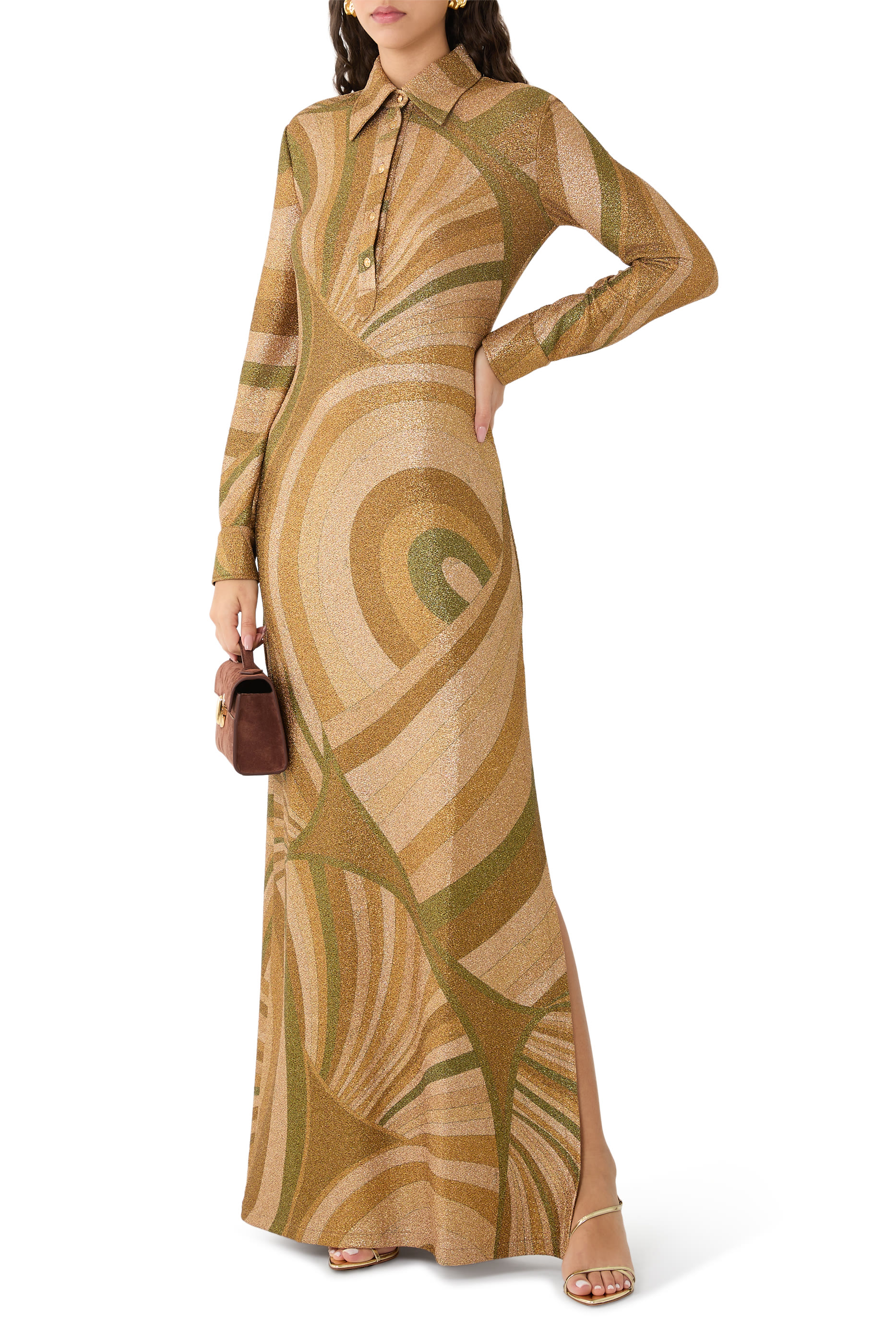 فستان بنقشة ايريد جيرسيه لامع