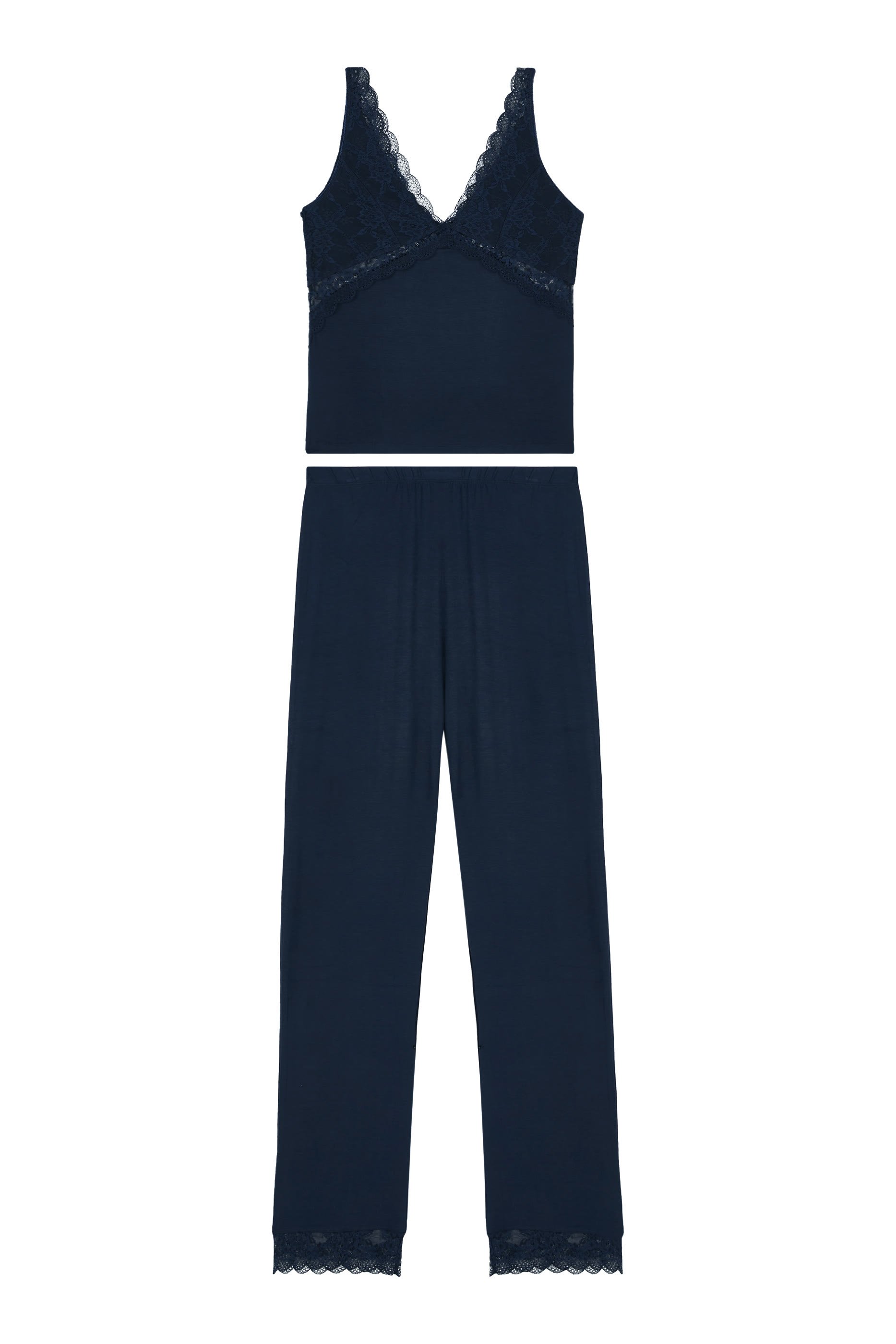 طقم بيجامة كاميسول بحواف دانتيل فينتج جيرسيه