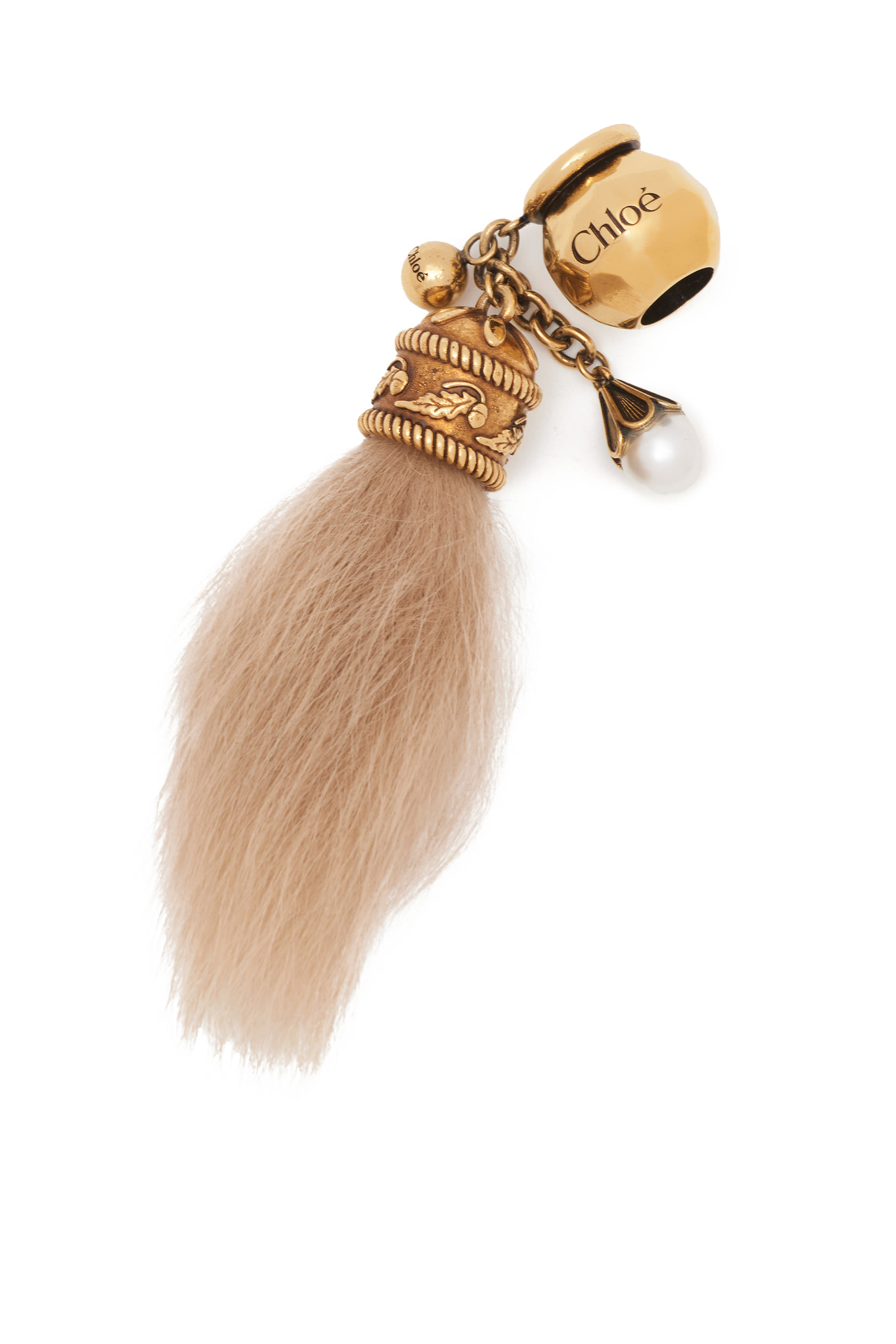 حلية حقيبة دايس بتصميم كروي مزينة بفرو