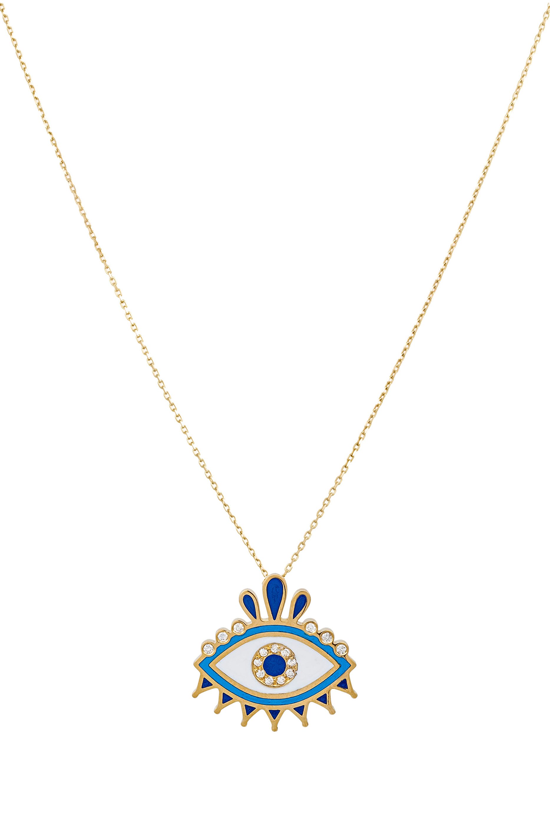 قلادة ريتش كيتش كوين بدلاية عين حسود مرصعة بالماس ذهب أصفر عيار 18