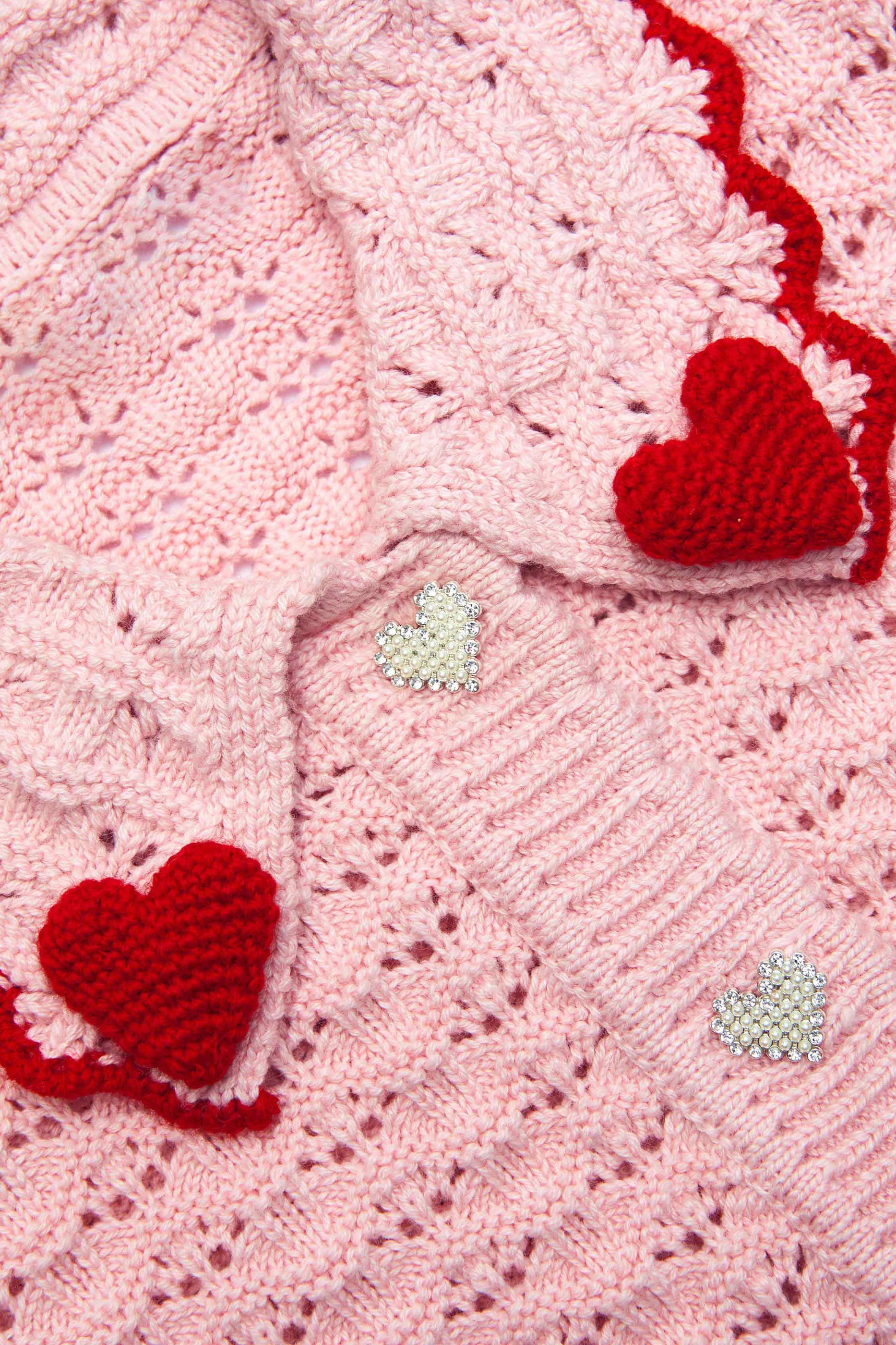 كارديجان مطرز بقلوب بملمس بارز للأطفال