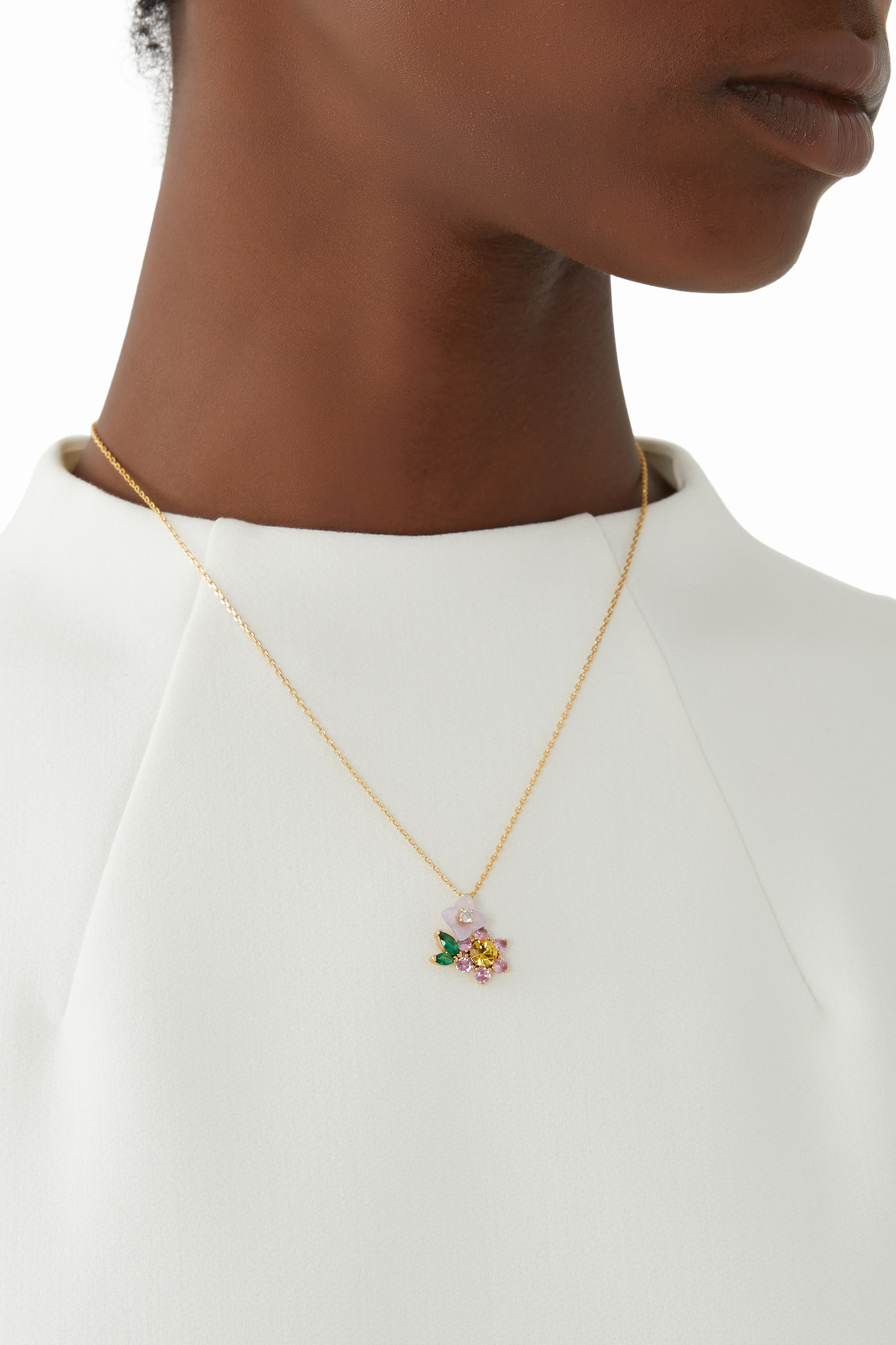 قلادة برستنج بلومز بدلاية مرصعة بأحجار زركونيا مكعبة وحجر زجاجي راتينج ونحاس