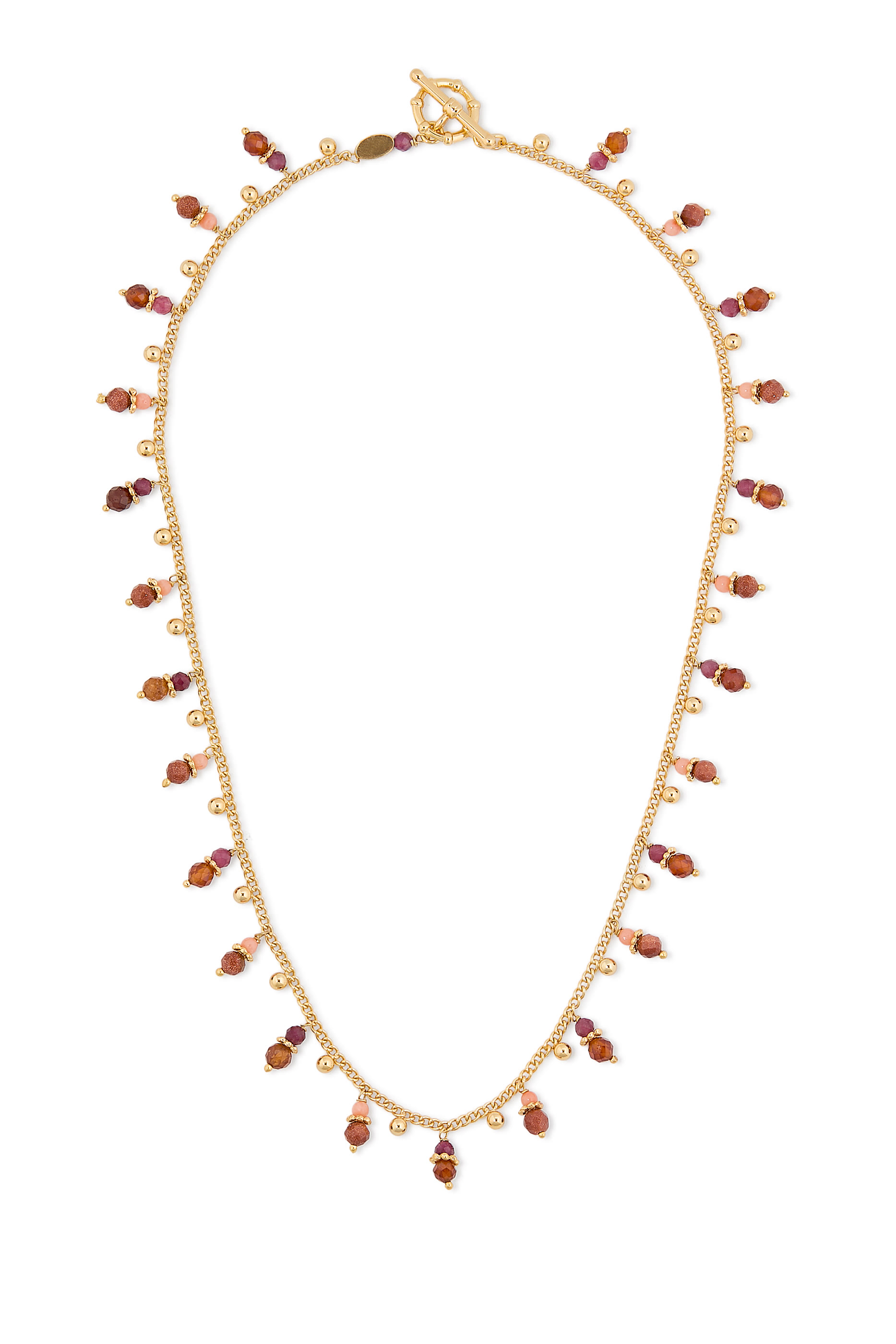 قلادة رقبة تانغرين مزينة بلؤلؤ، معدن مطلي بالذهب