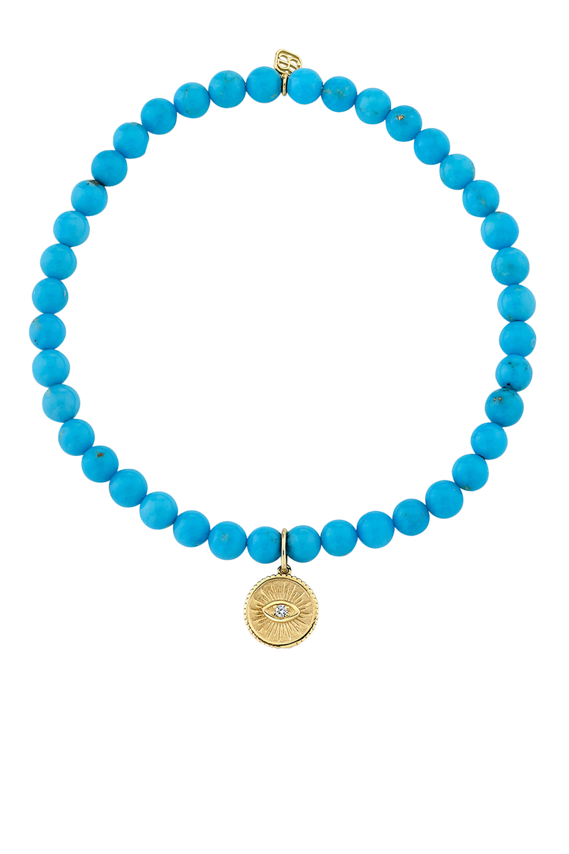 سوار خرز ماركيز بحلية عين دائرية مرصع بماس وفيروز، ذهب أصفر عيار 18