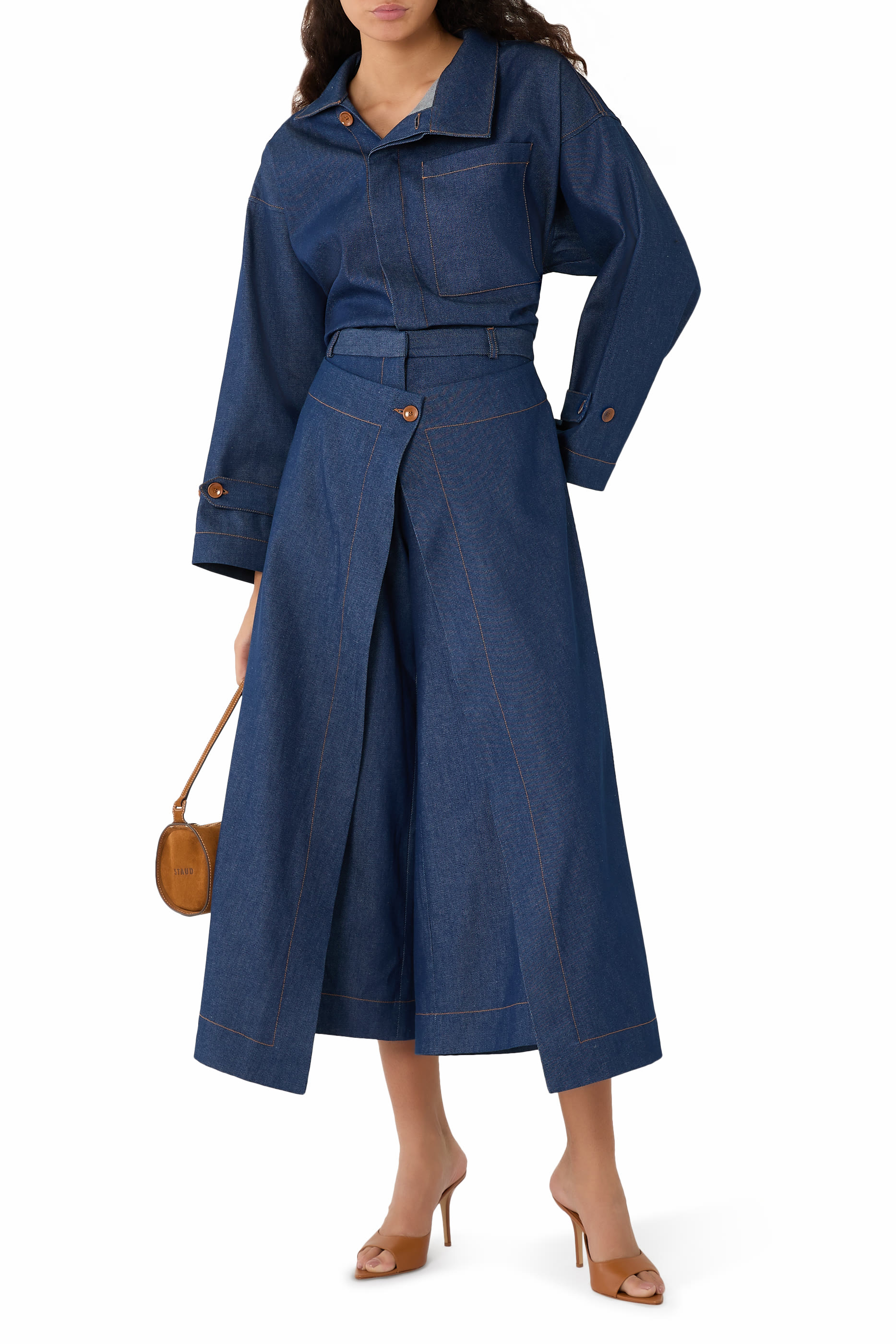  جاكيت سانكتشوري بتصميم غير متماثل بقصة مربعة دنيم