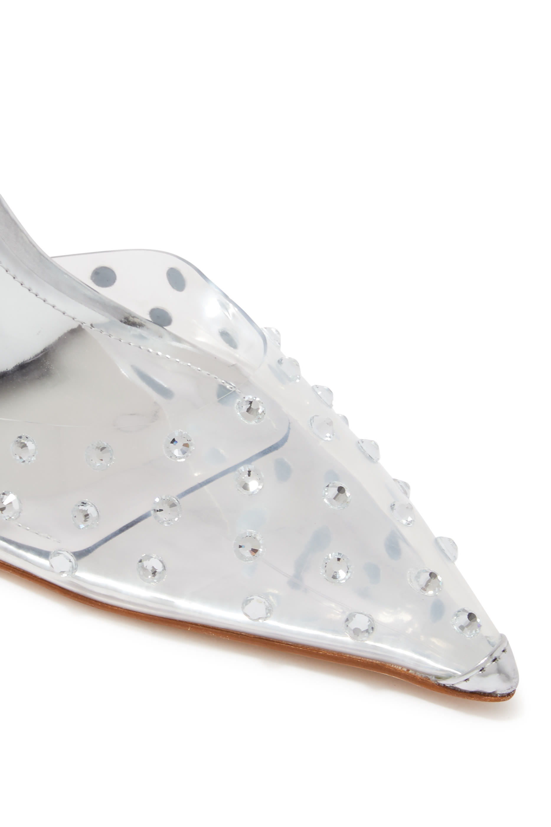 صندل مرصع شفاف بكعب عالي مقاس 110 مم