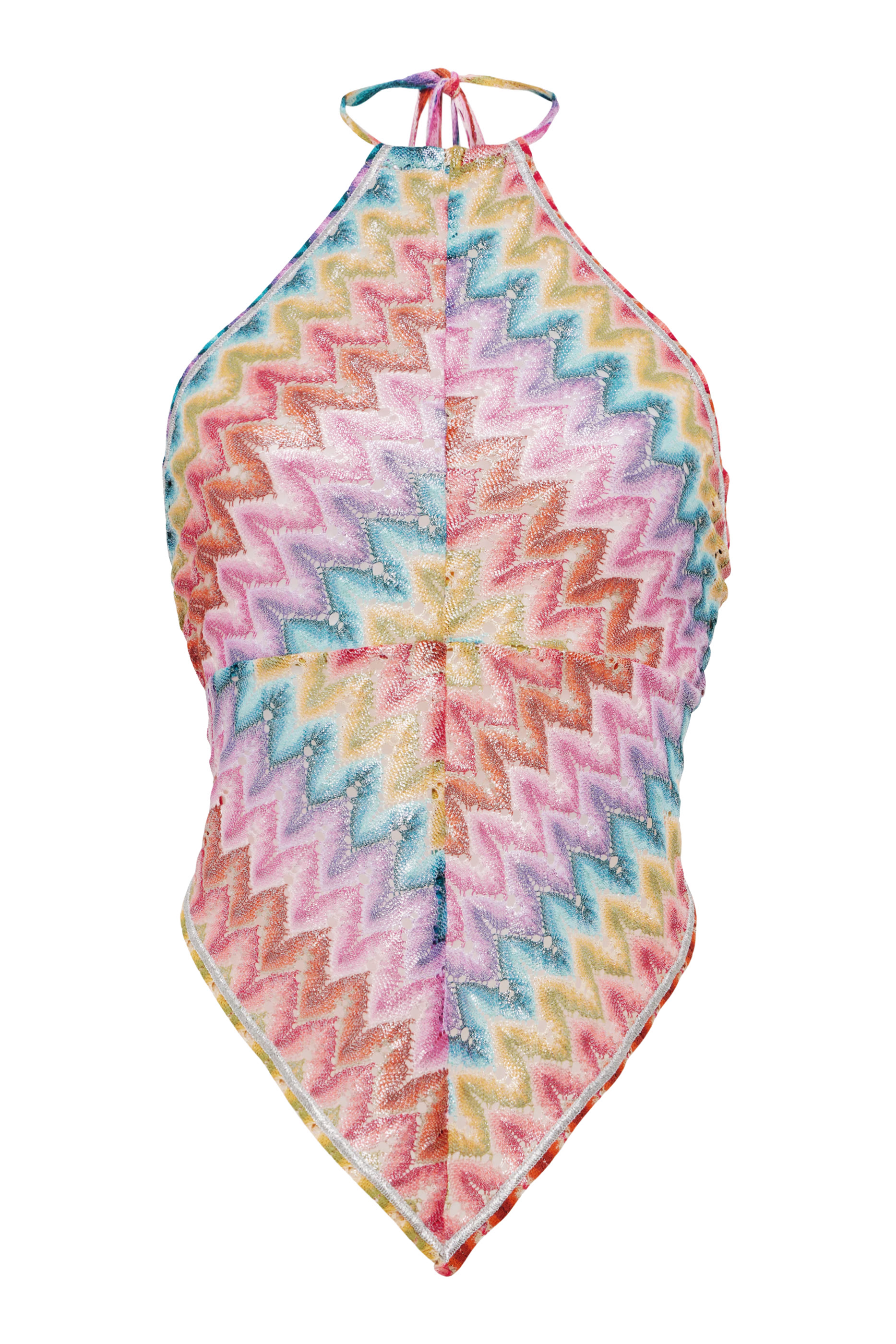 بلوزة بنقشة خطوط متعرجة مزيج قطن لامع