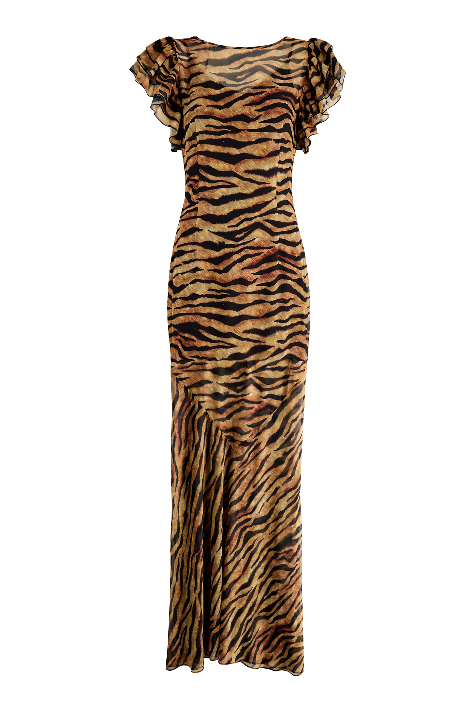 فستان دي لا فالي طويل بأكمام فراشة