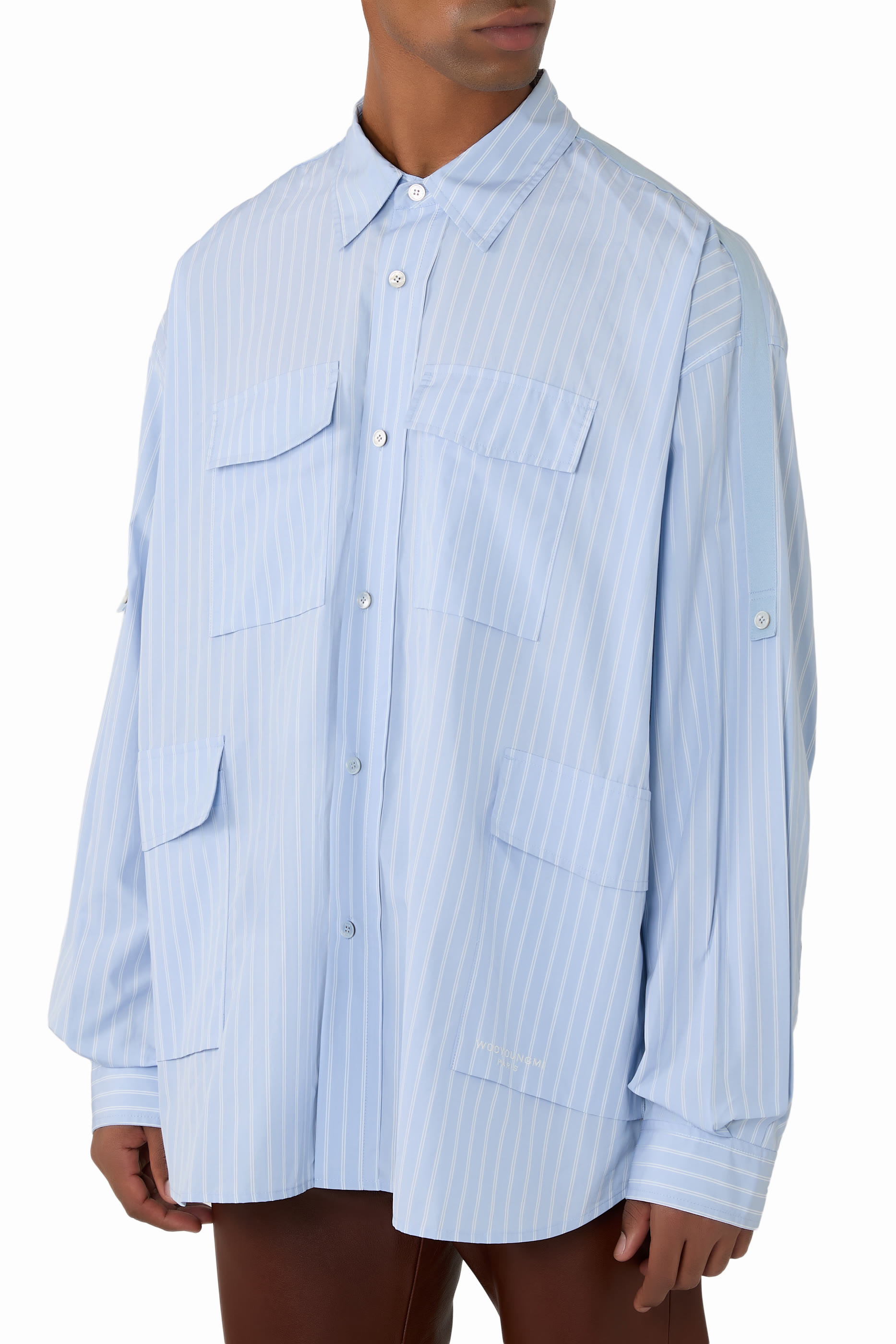 قميص مخطط بقصة فضفاضة