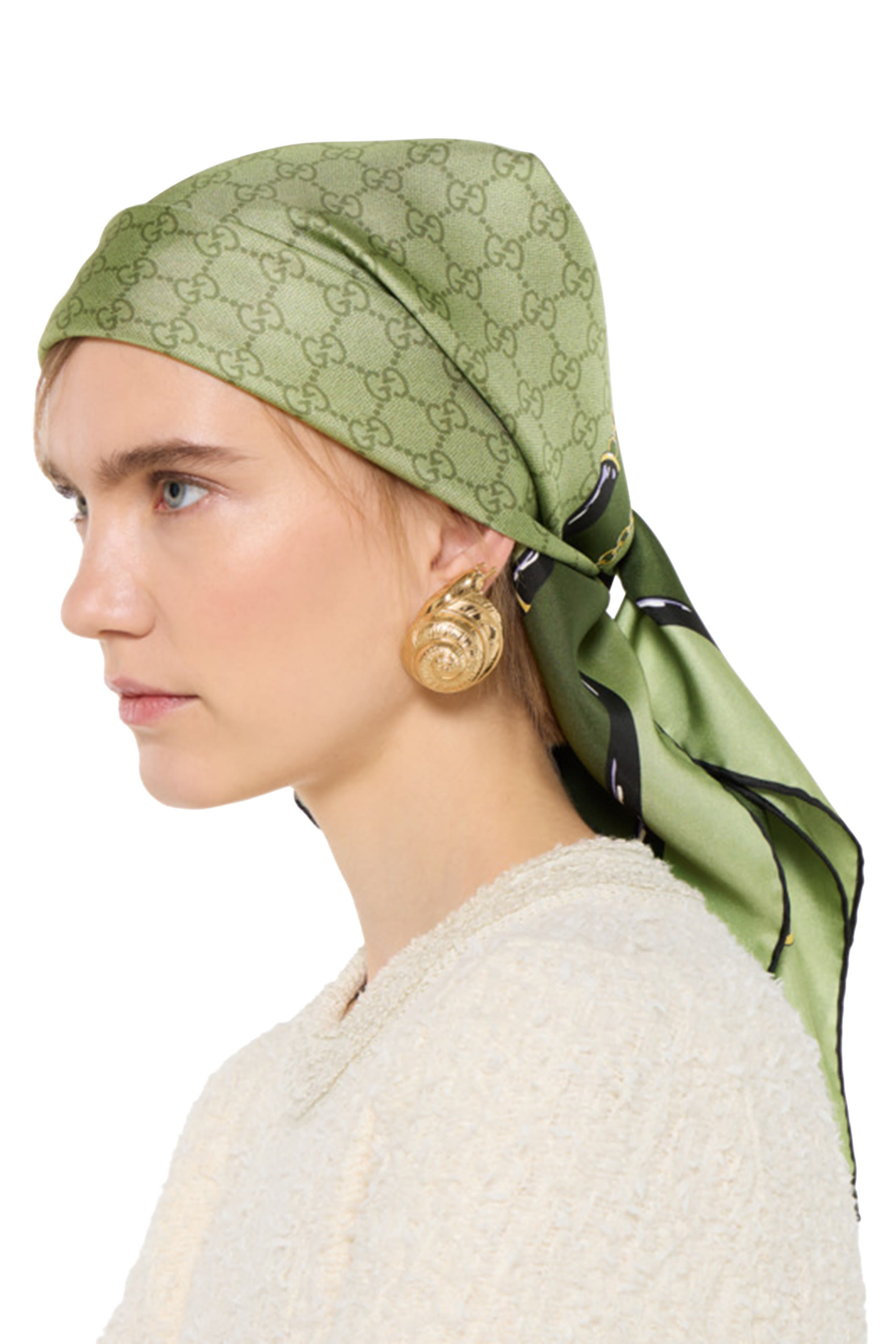 وشاح بتصميم مربع بشعار الماركة جاكار حرير