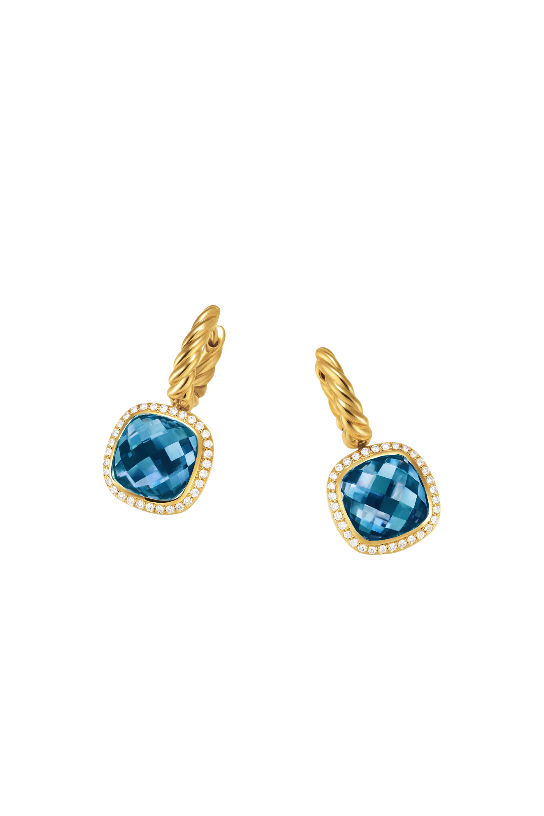 Albion&reg; Drop Earrings, 18K Yellow Gold with Blue Topaz & Diamonds