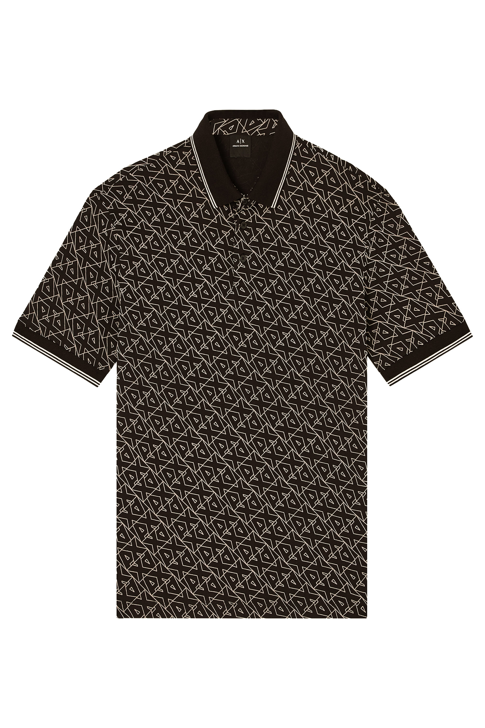 قميص بولو بقصة عادية مزين بشعار الماركة بالكامل