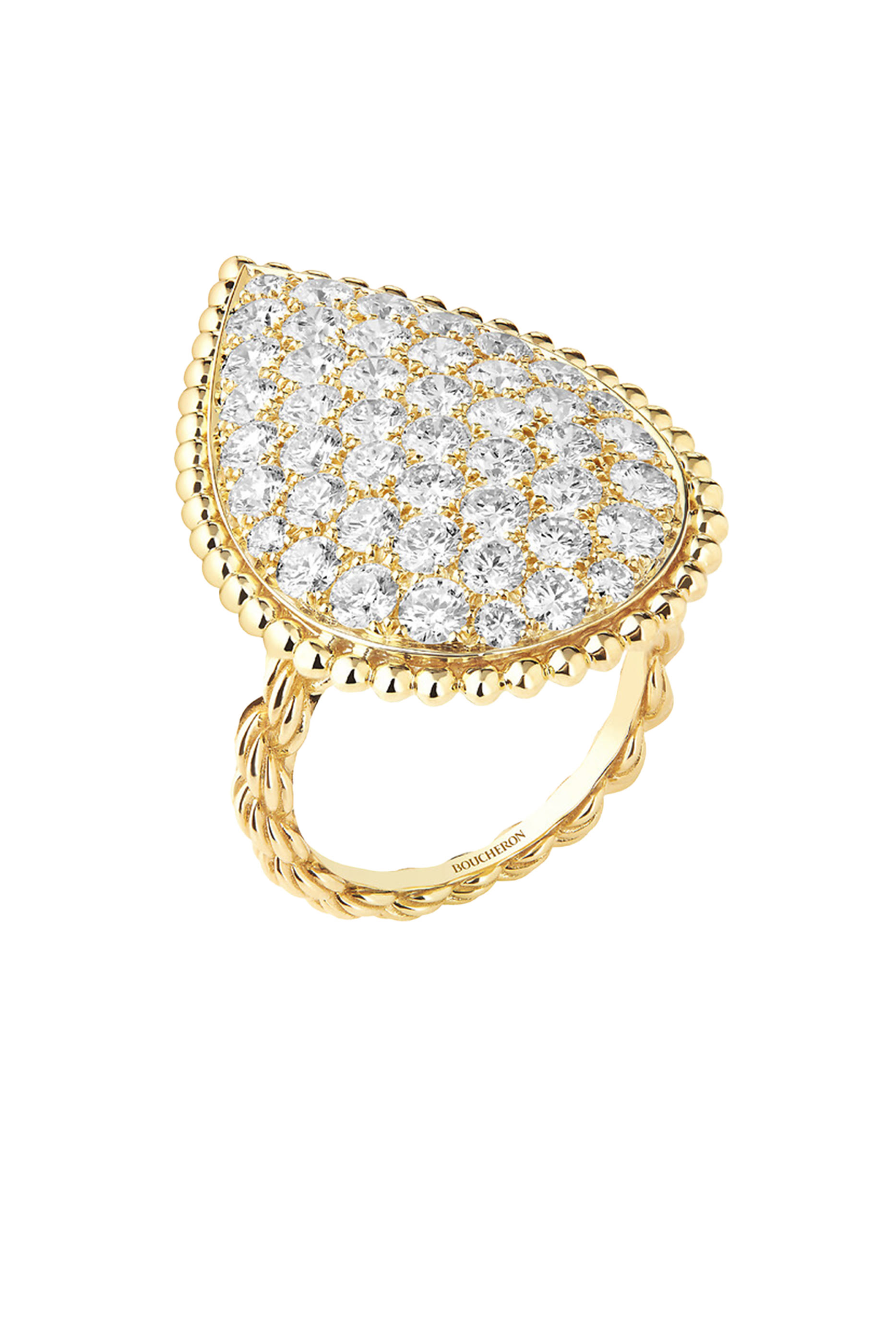 خاتم سيربنت بوهيم مرصع بالماس مقاس XL ذهب أصفر عيار 18