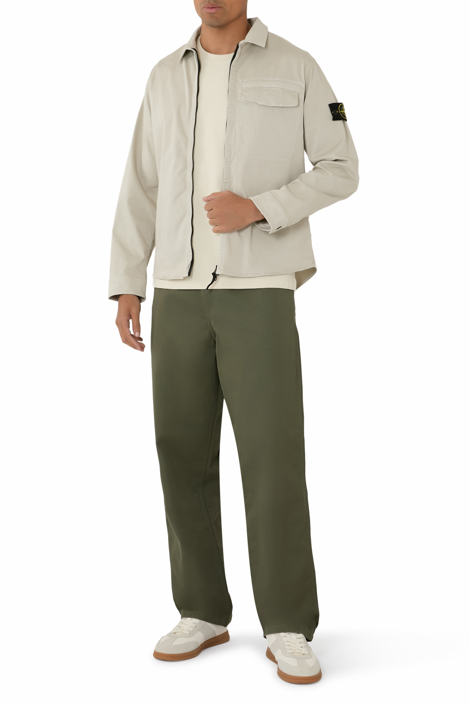 قميص بنمط قميص بسحاب خفي ورقعة شعار الماركة