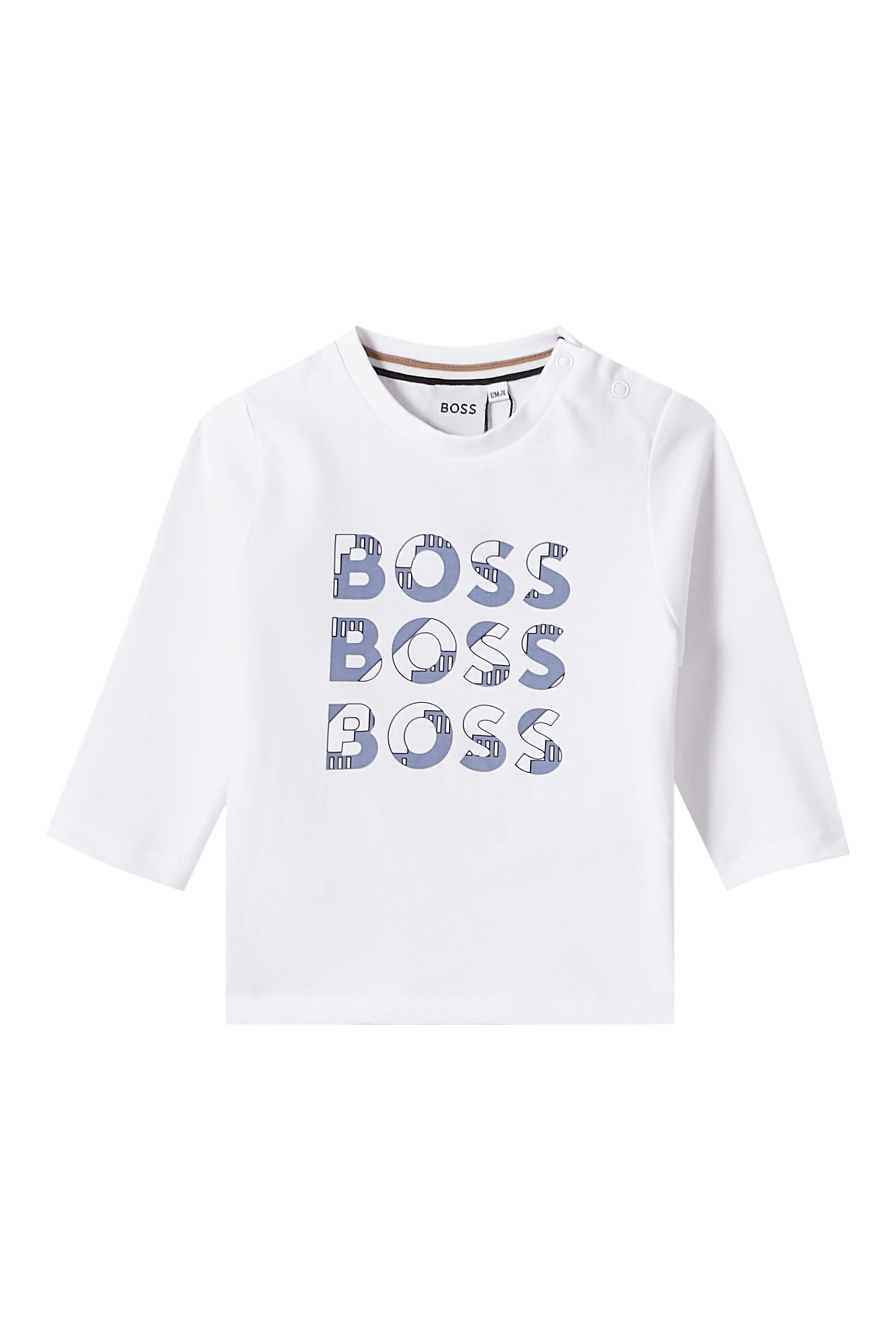 قميص بأكمام طويلة وشعار الماركة للأطفال