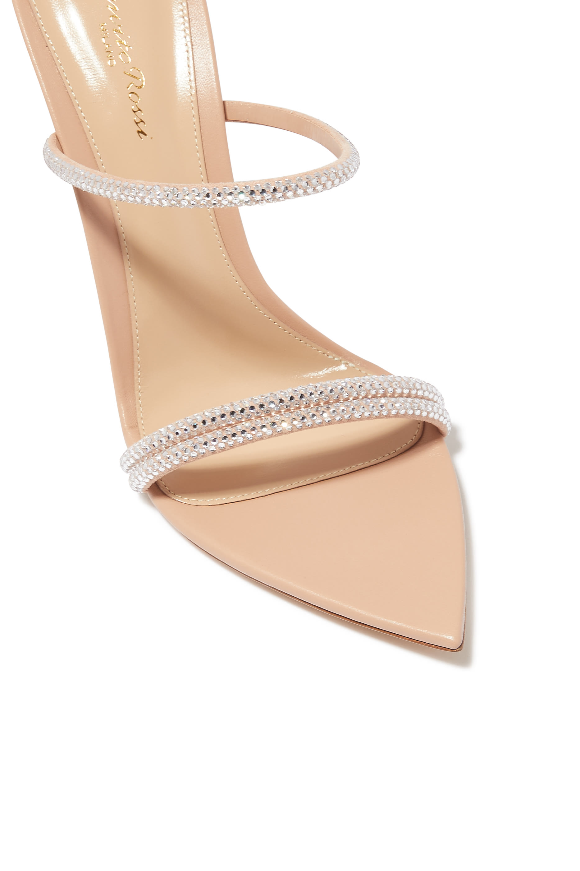 حذاء كان 105 مفتوح من الخلف بسيور مزوجة مرصعة بأحجار جلد