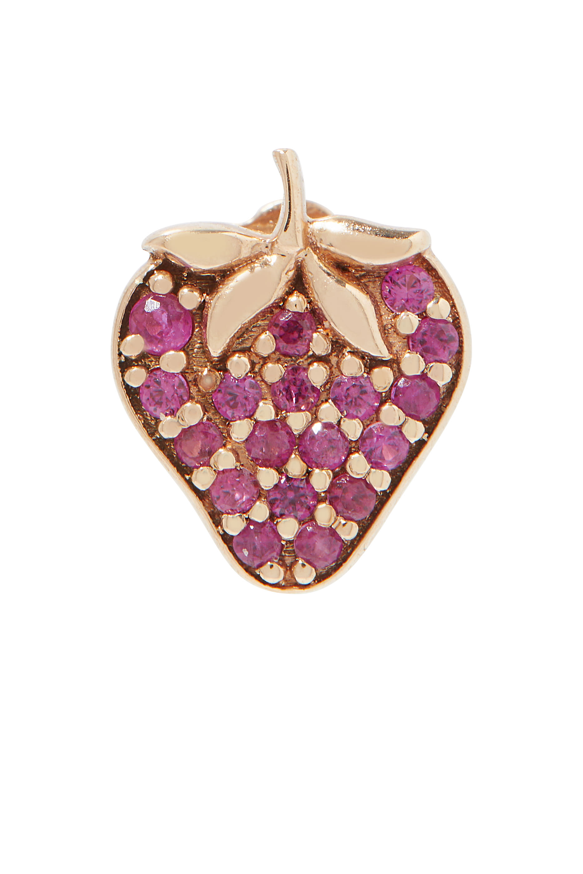 قرط بتصميم فراولة مرصعة بالياقوت