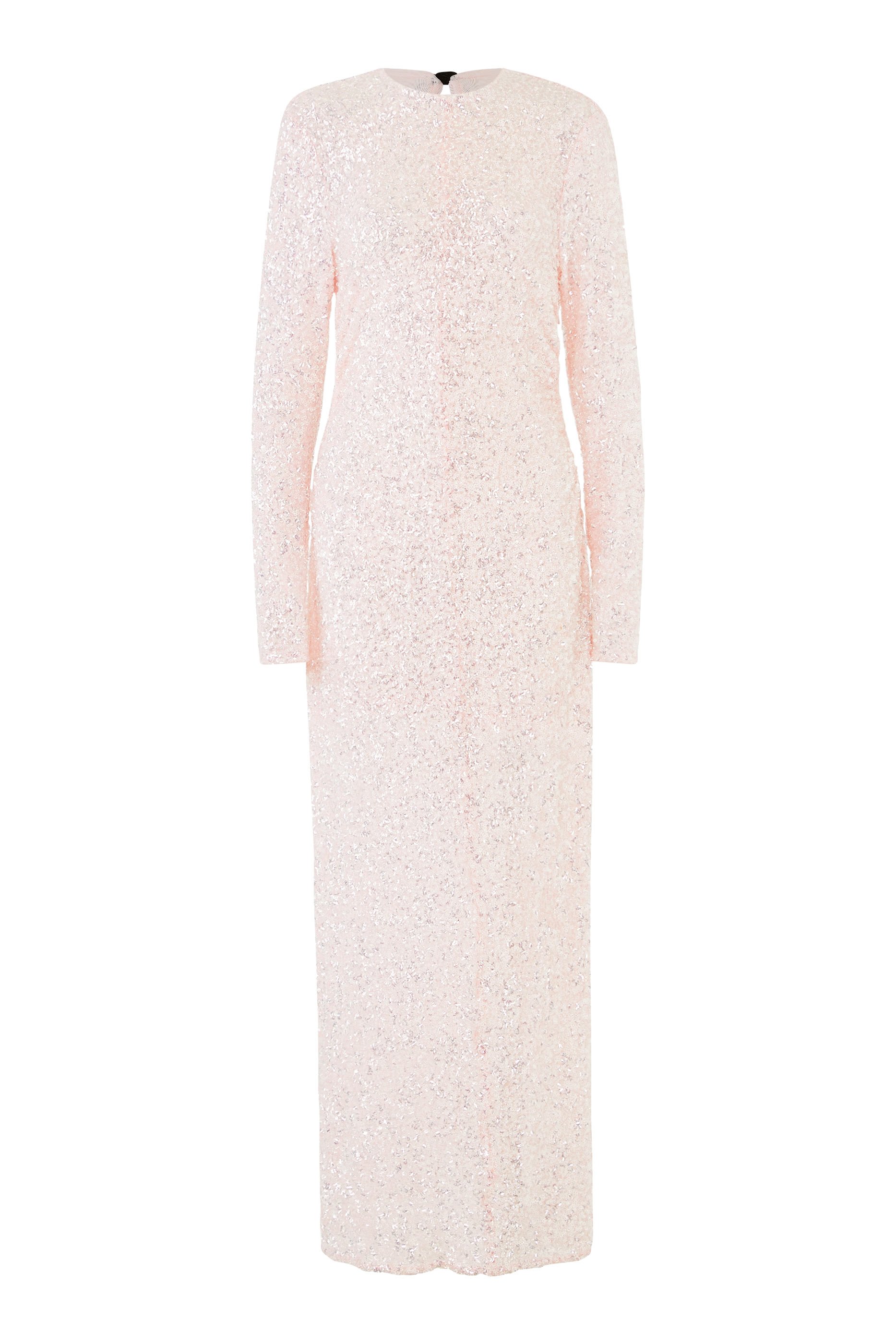 فستان طويل مطرز بترتر بارز الملمس