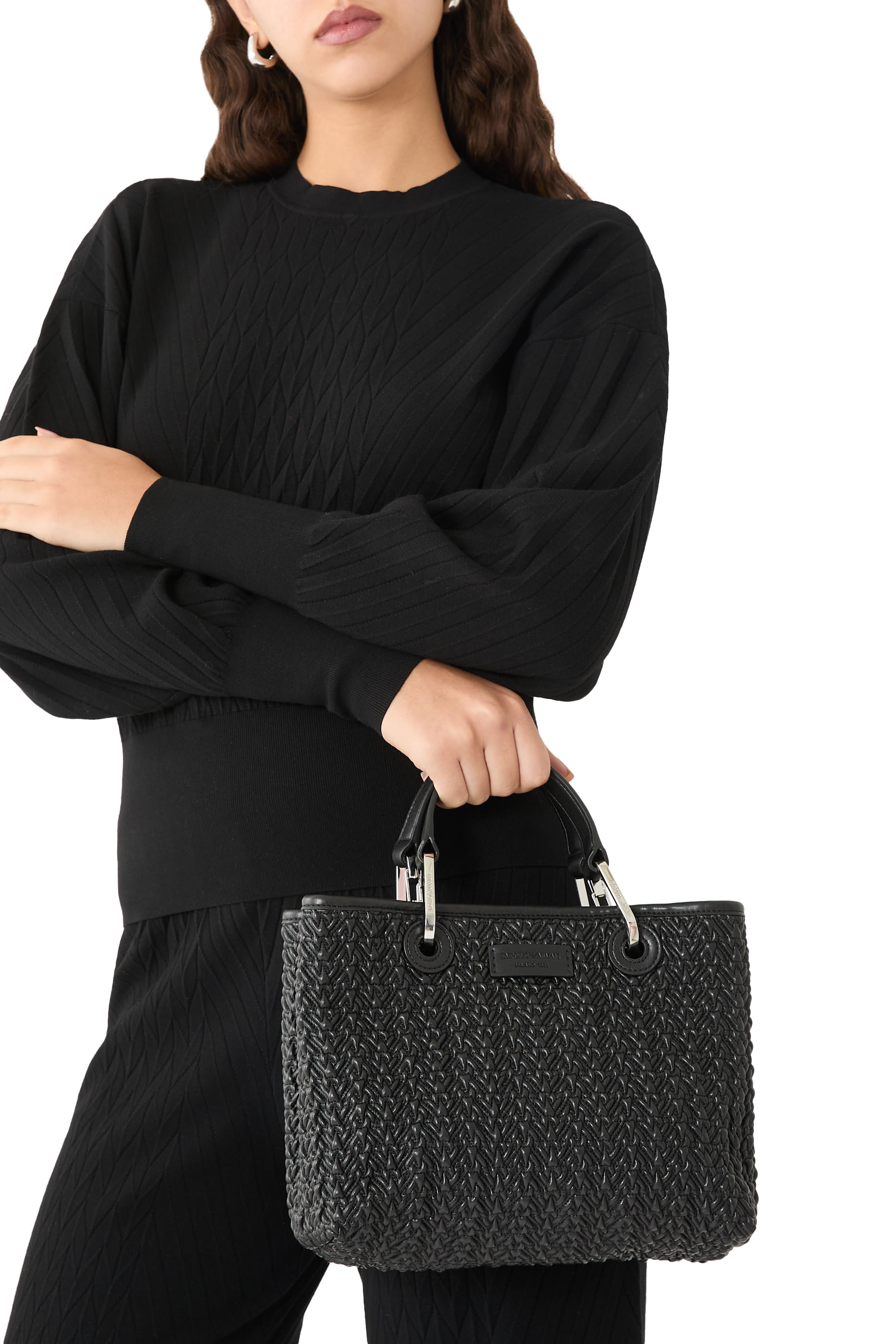 حقيبة يد ماي اي ايه صغيرة جلد بتفاصيل متداخلة